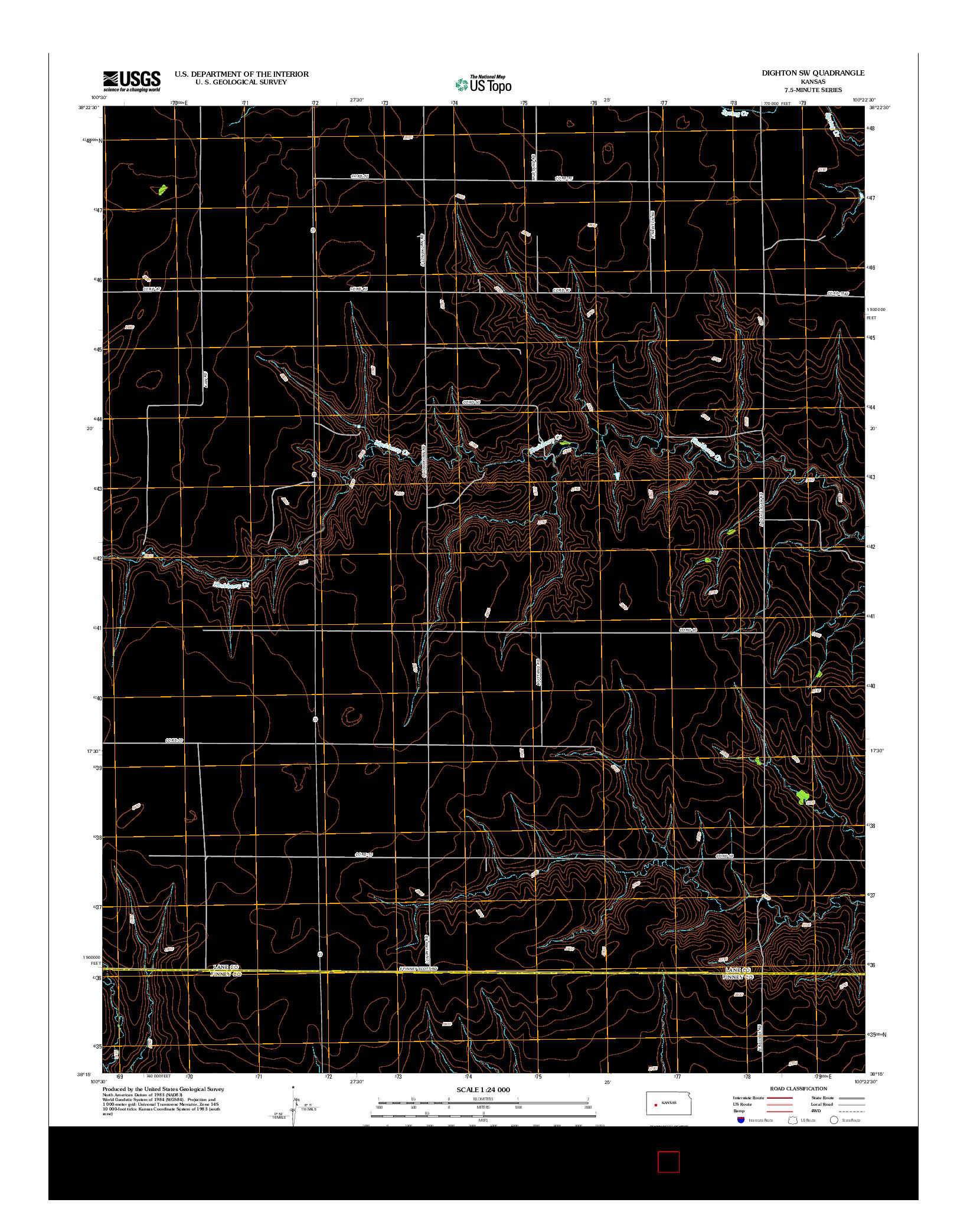 USGS US TOPO 7.5-MINUTE MAP FOR DIGHTON SW, KS 2012