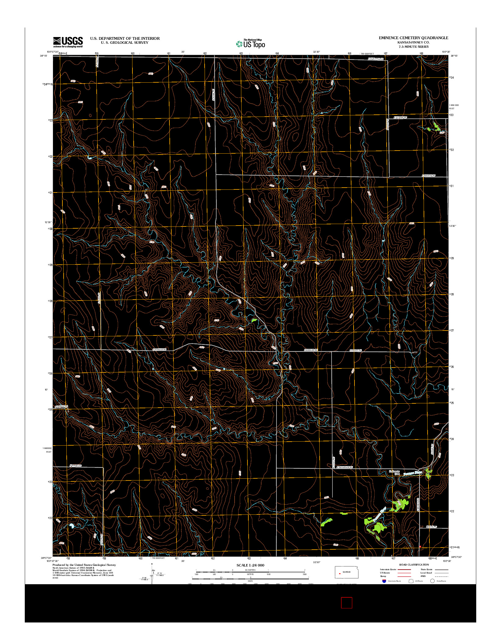 USGS US TOPO 7.5-MINUTE MAP FOR EMINENCE CEMETERY, KS 2012