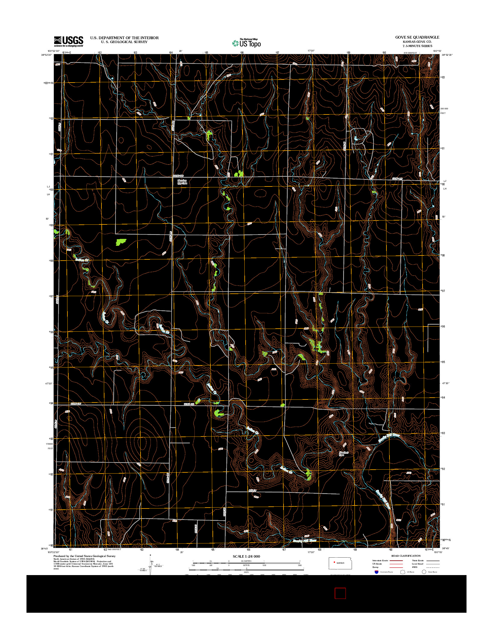 USGS US TOPO 7.5-MINUTE MAP FOR GOVE SE, KS 2012