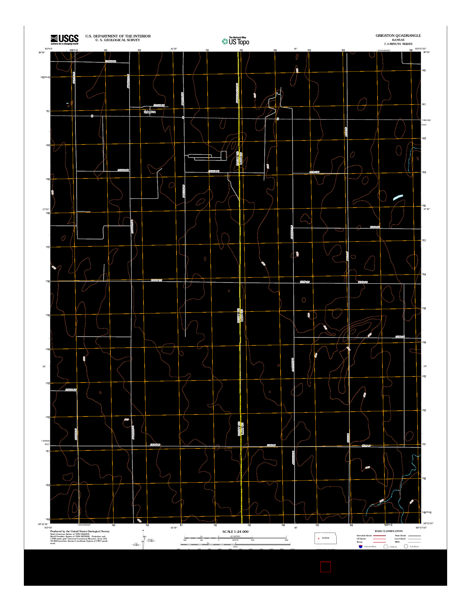 USGS US TOPO 7.5-MINUTE MAP FOR GRIGSTON, KS 2012