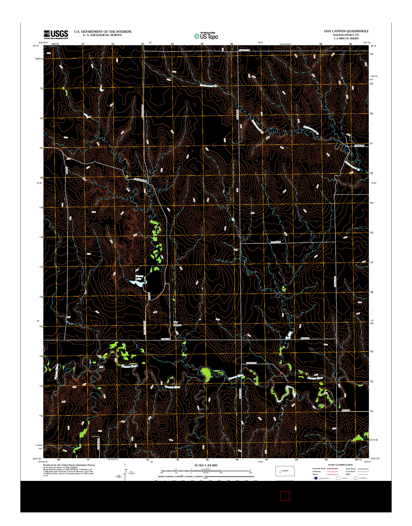 USGS US TOPO 7.5-MINUTE MAP FOR HAY CANYON, KS 2012