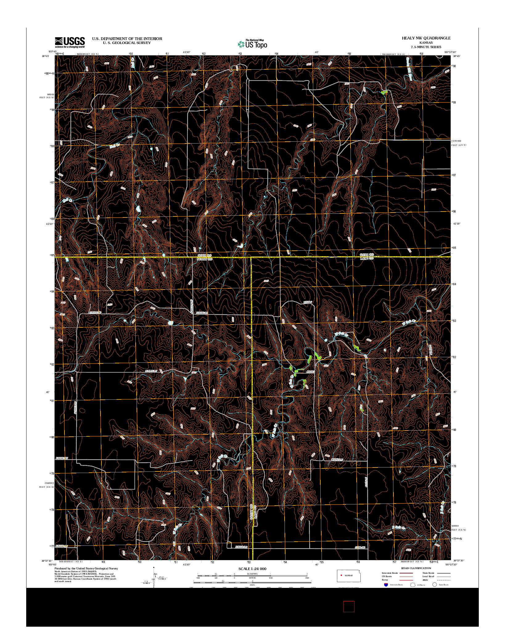 USGS US TOPO 7.5-MINUTE MAP FOR HEALY NW, KS 2012