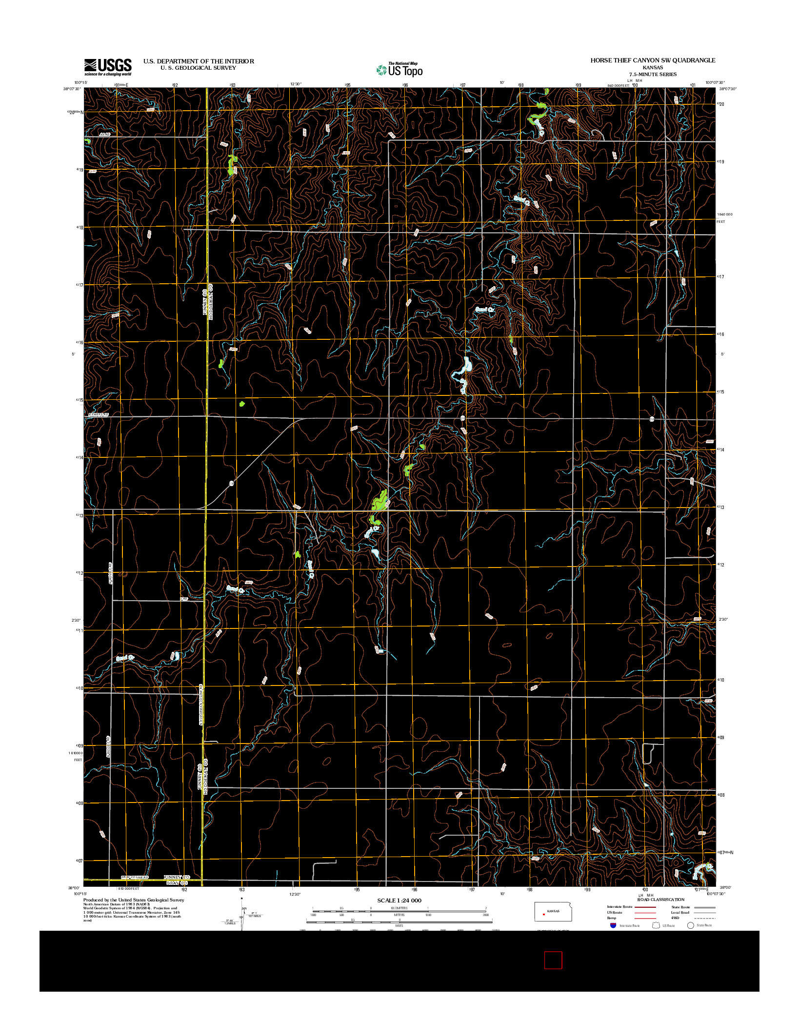 USGS US TOPO 7.5-MINUTE MAP FOR HORSE THIEF CANYON SW, KS 2012