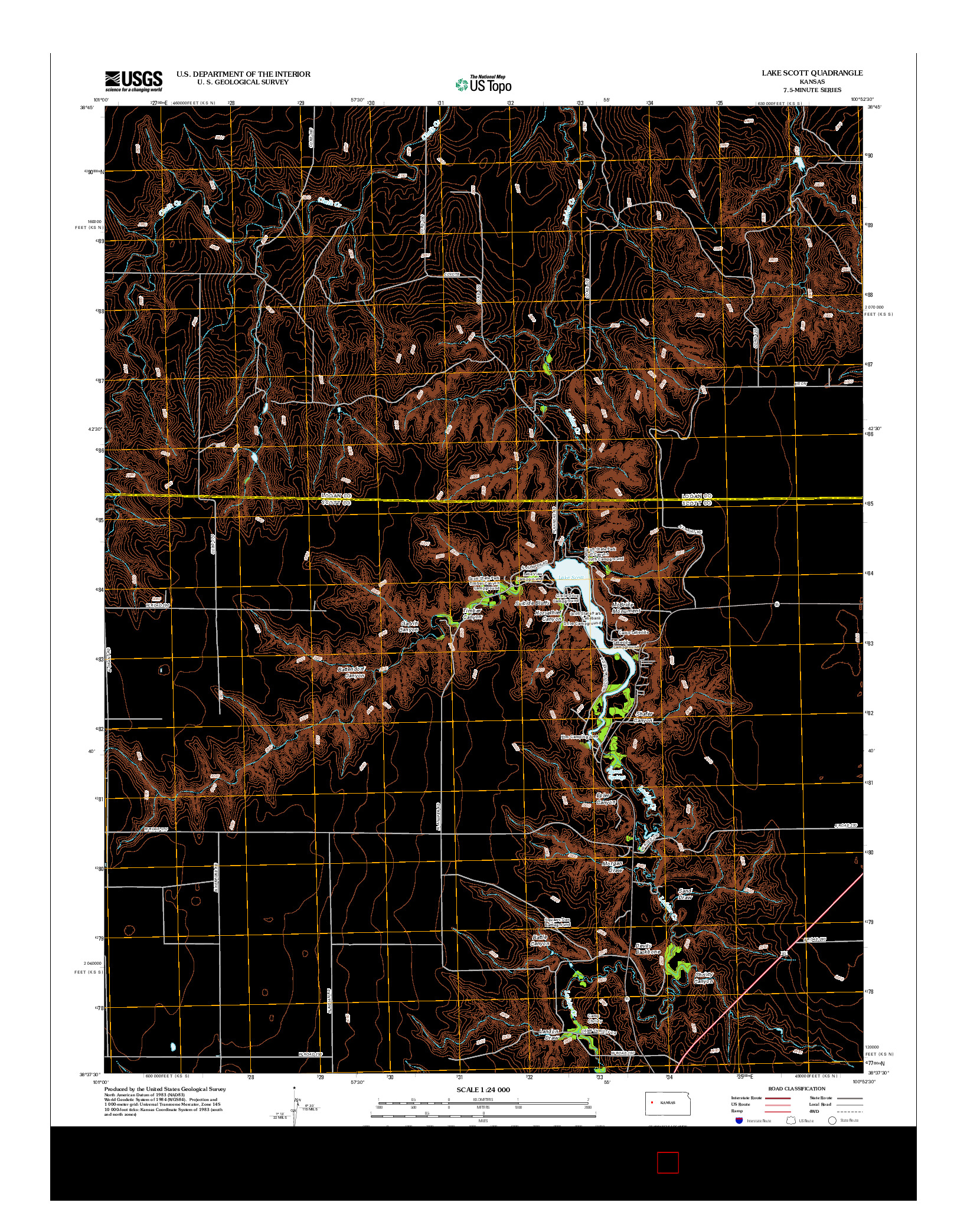 USGS US TOPO 7.5-MINUTE MAP FOR LAKE SCOTT, KS 2012