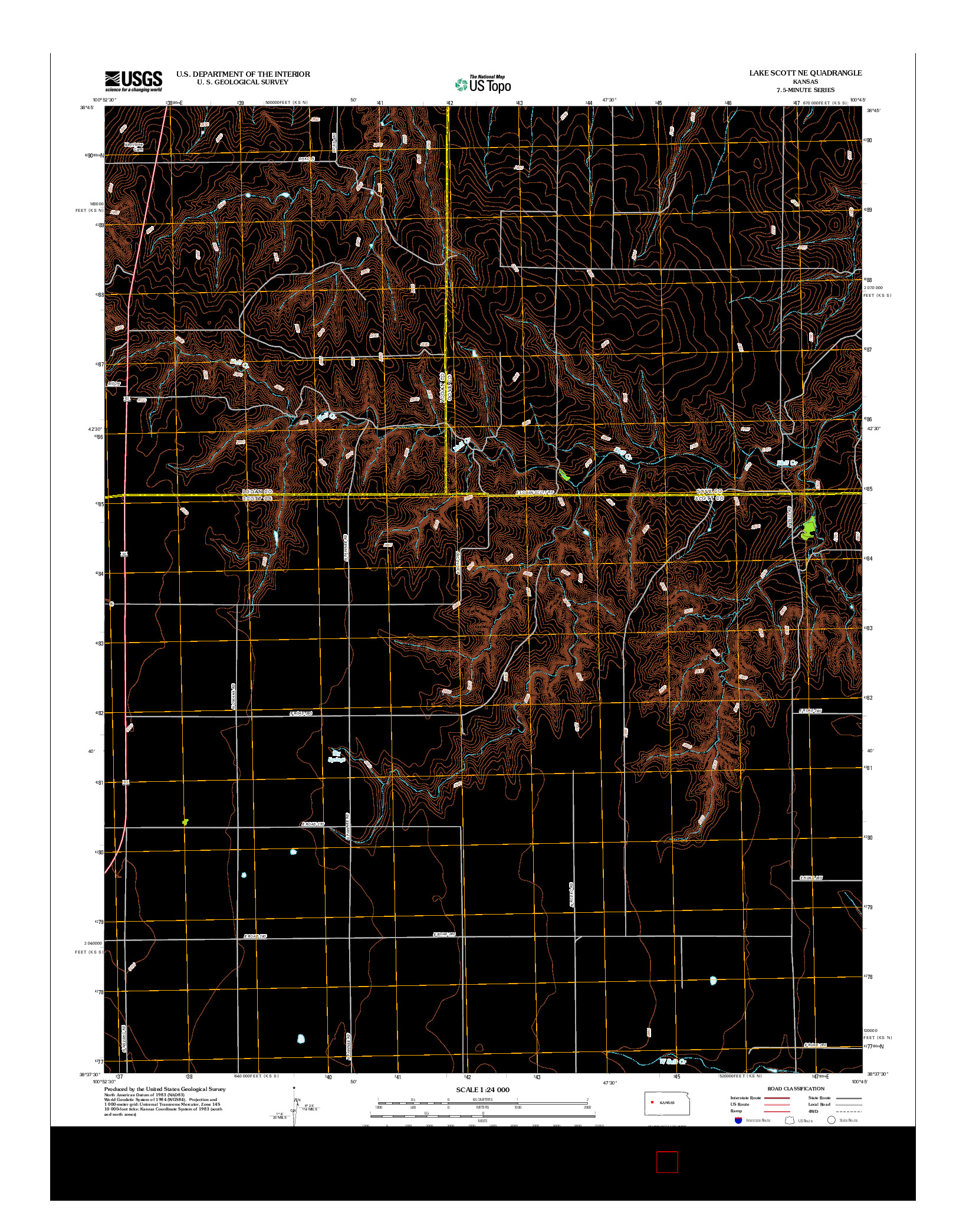 USGS US TOPO 7.5-MINUTE MAP FOR LAKE SCOTT NE, KS 2012