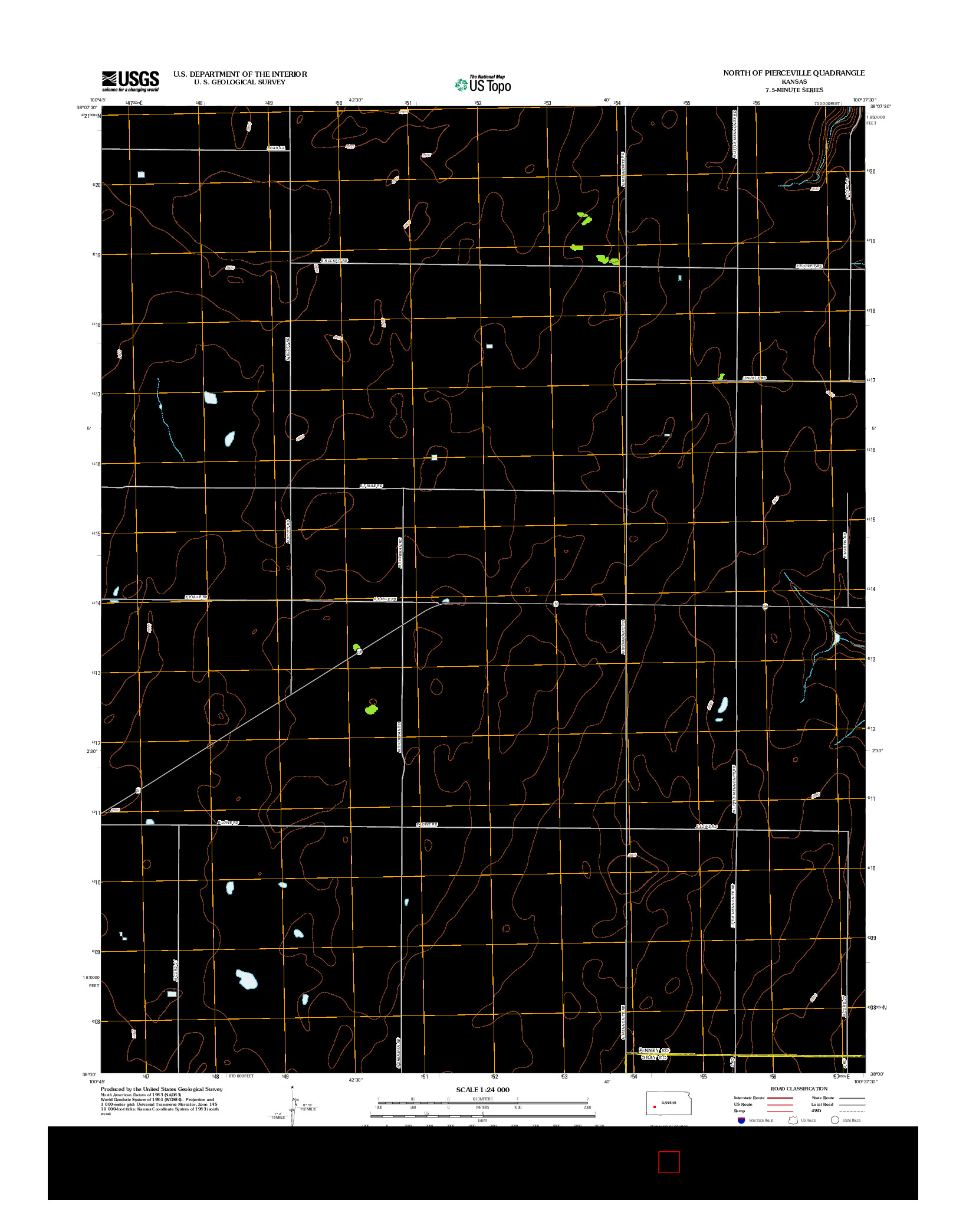 USGS US TOPO 7.5-MINUTE MAP FOR NORTH OF PIERCEVILLE, KS 2012