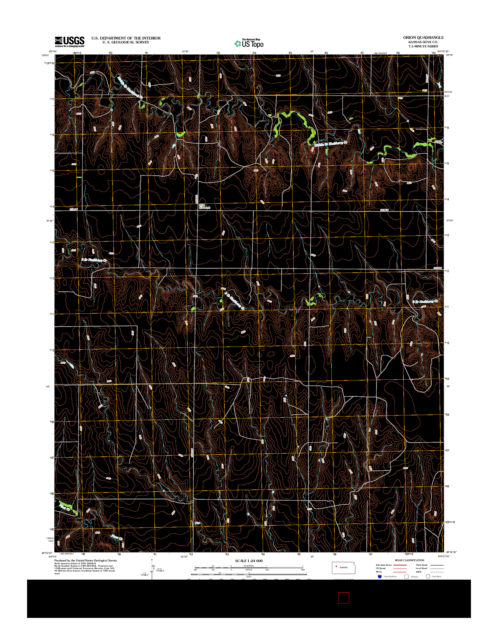 USGS US TOPO 7.5-MINUTE MAP FOR ORION, KS 2012