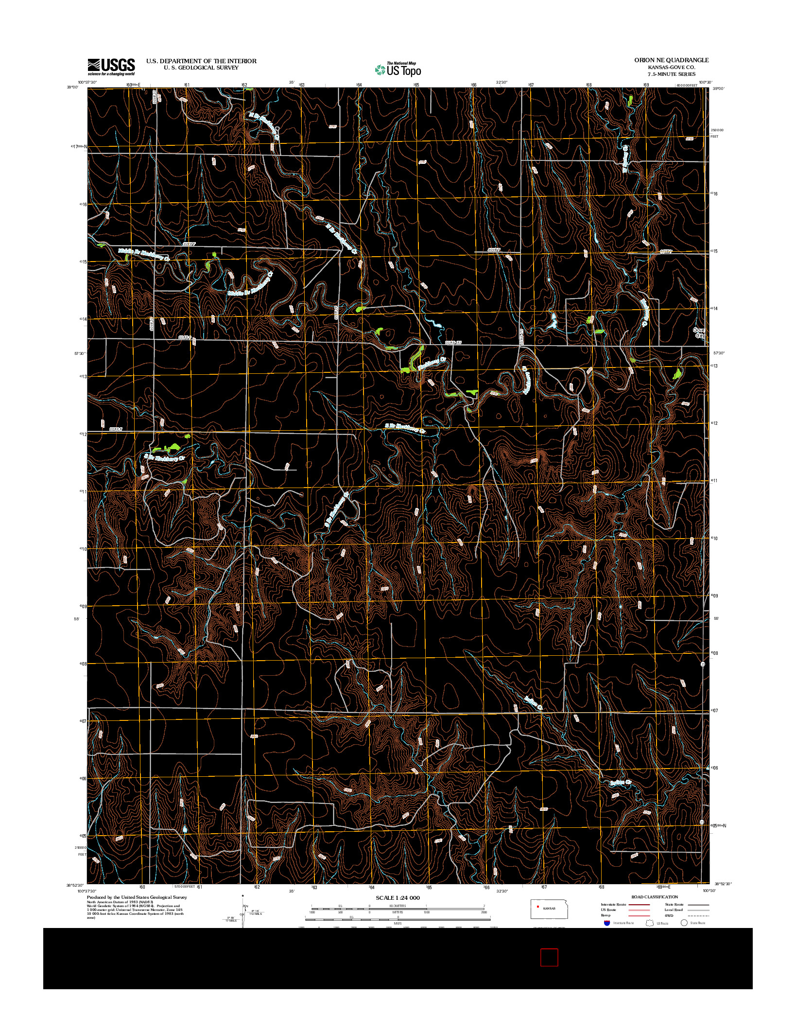 USGS US TOPO 7.5-MINUTE MAP FOR ORION NE, KS 2012