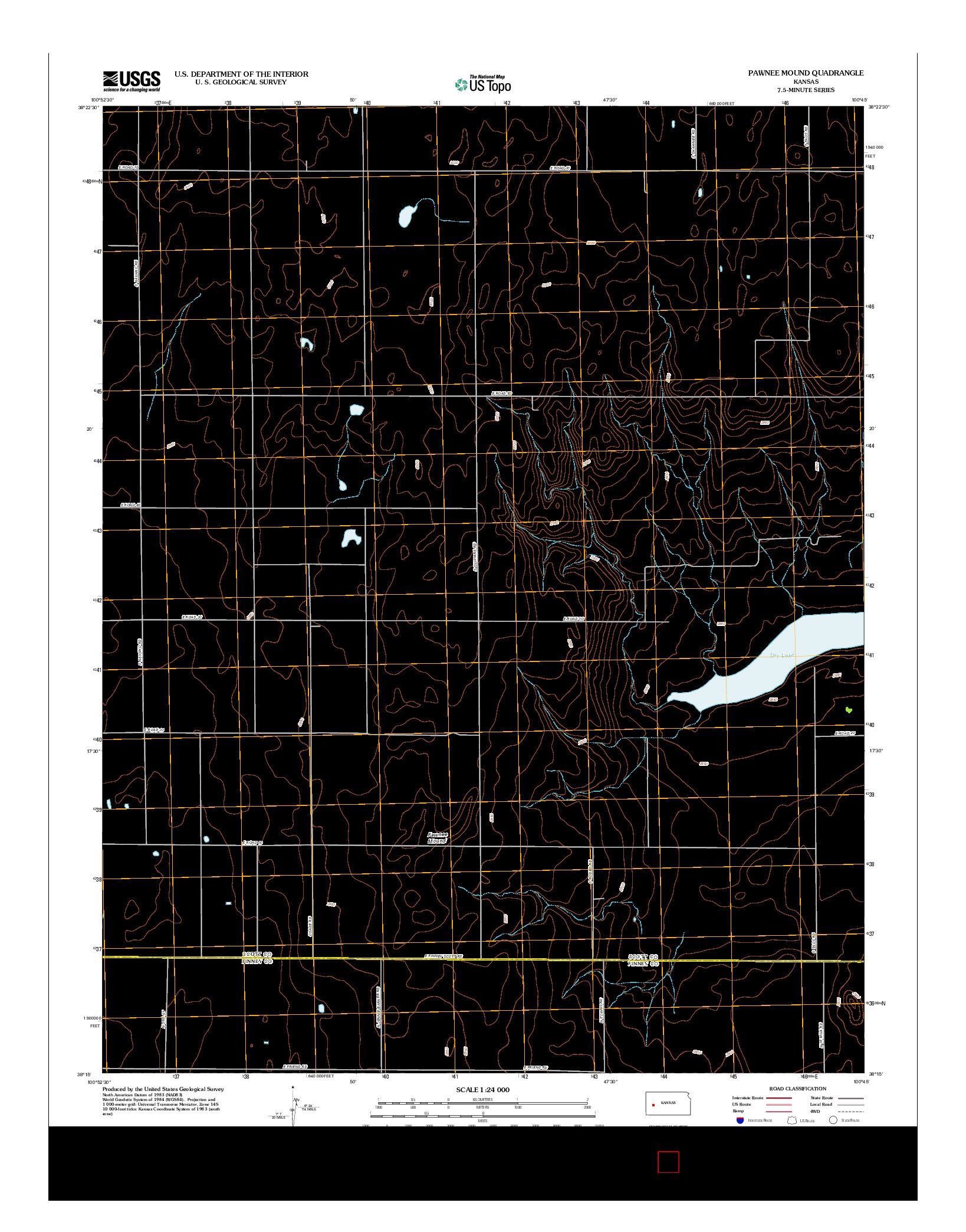 USGS US TOPO 7.5-MINUTE MAP FOR PAWNEE MOUND, KS 2012
