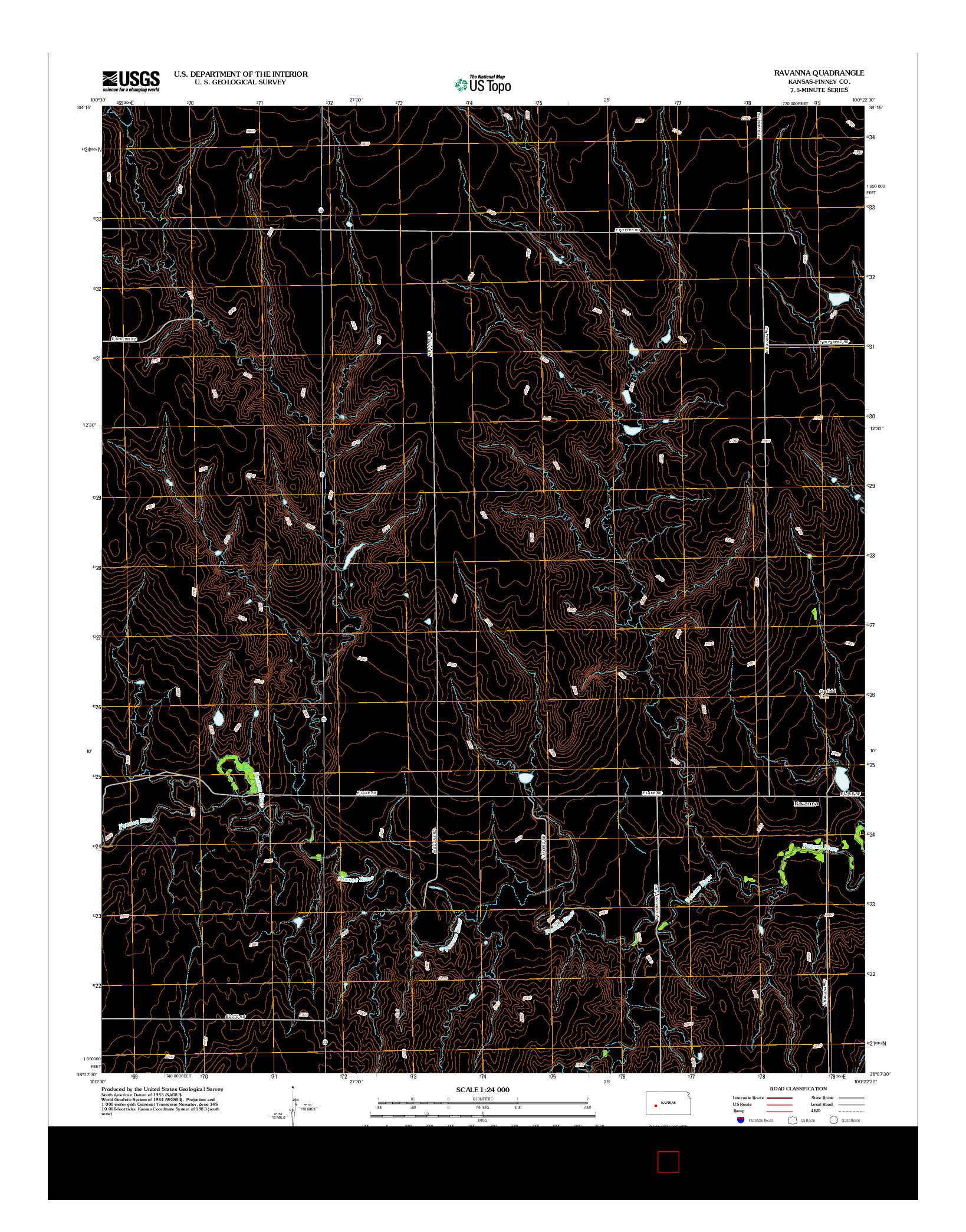 USGS US TOPO 7.5-MINUTE MAP FOR RAVANNA, KS 2012