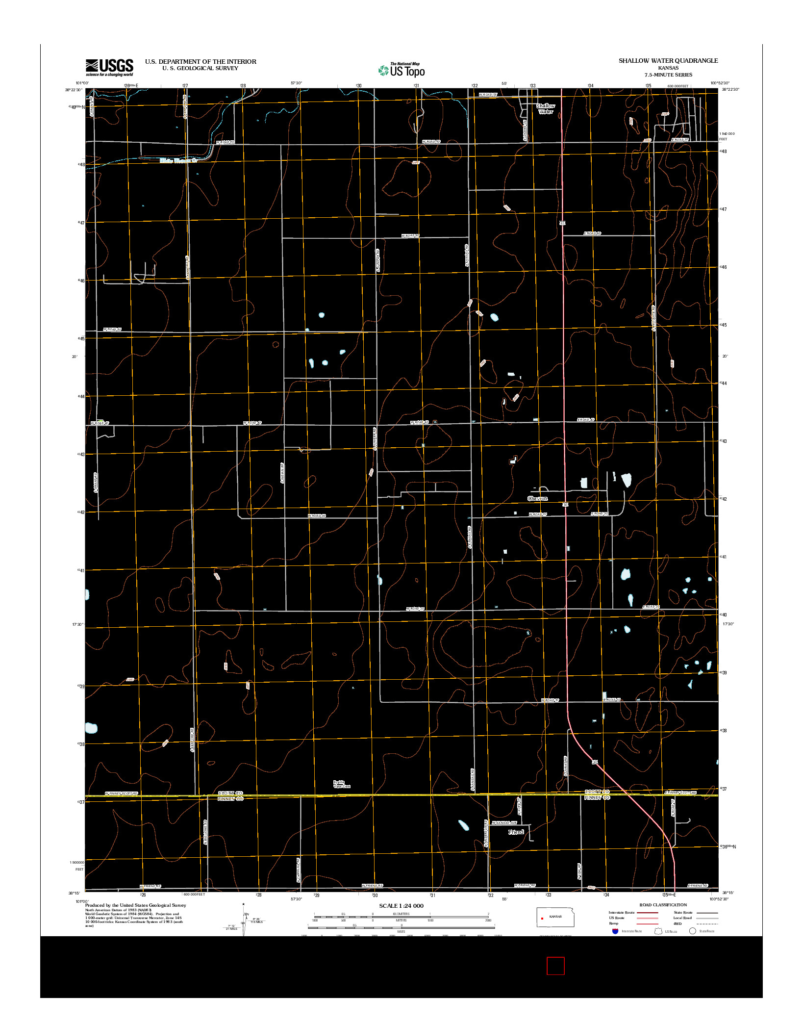 USGS US TOPO 7.5-MINUTE MAP FOR SHALLOW WATER, KS 2012