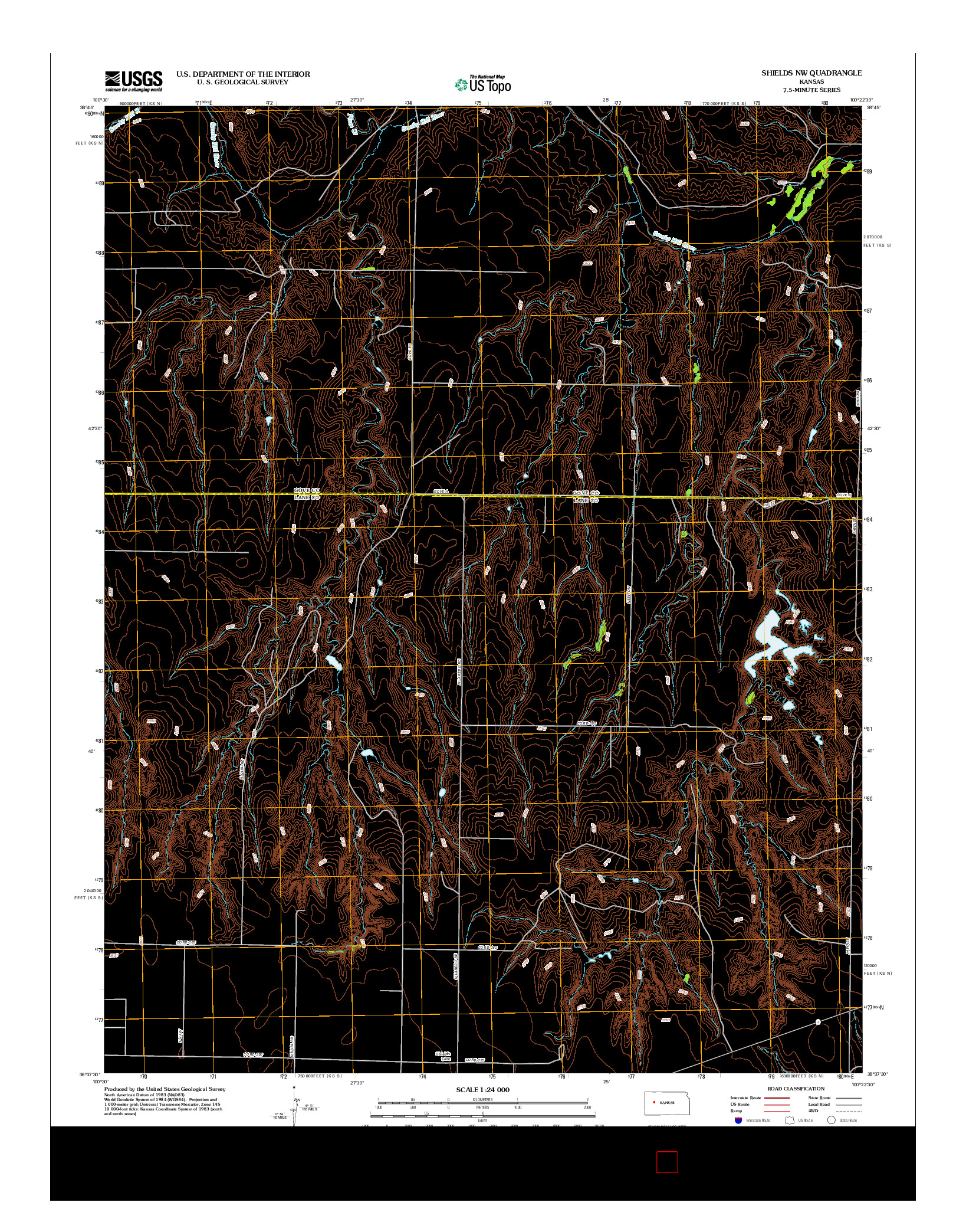 USGS US TOPO 7.5-MINUTE MAP FOR SHIELDS NW, KS 2012