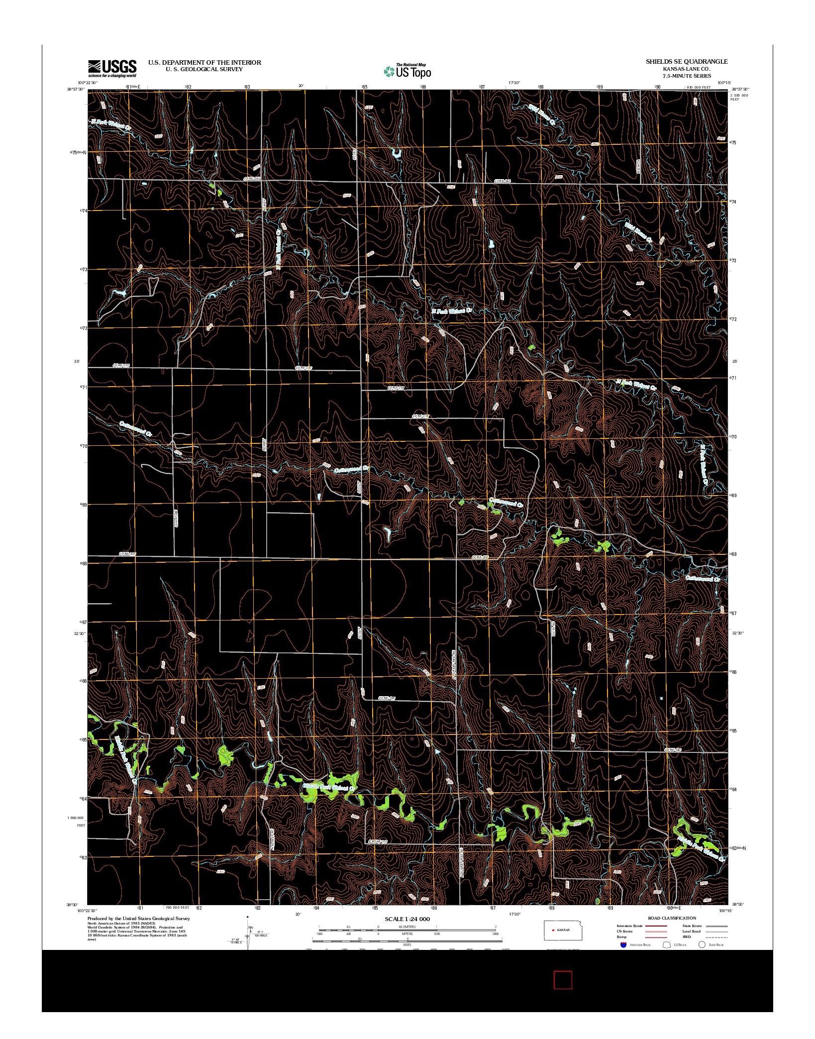 USGS US TOPO 7.5-MINUTE MAP FOR SHIELDS SE, KS 2012