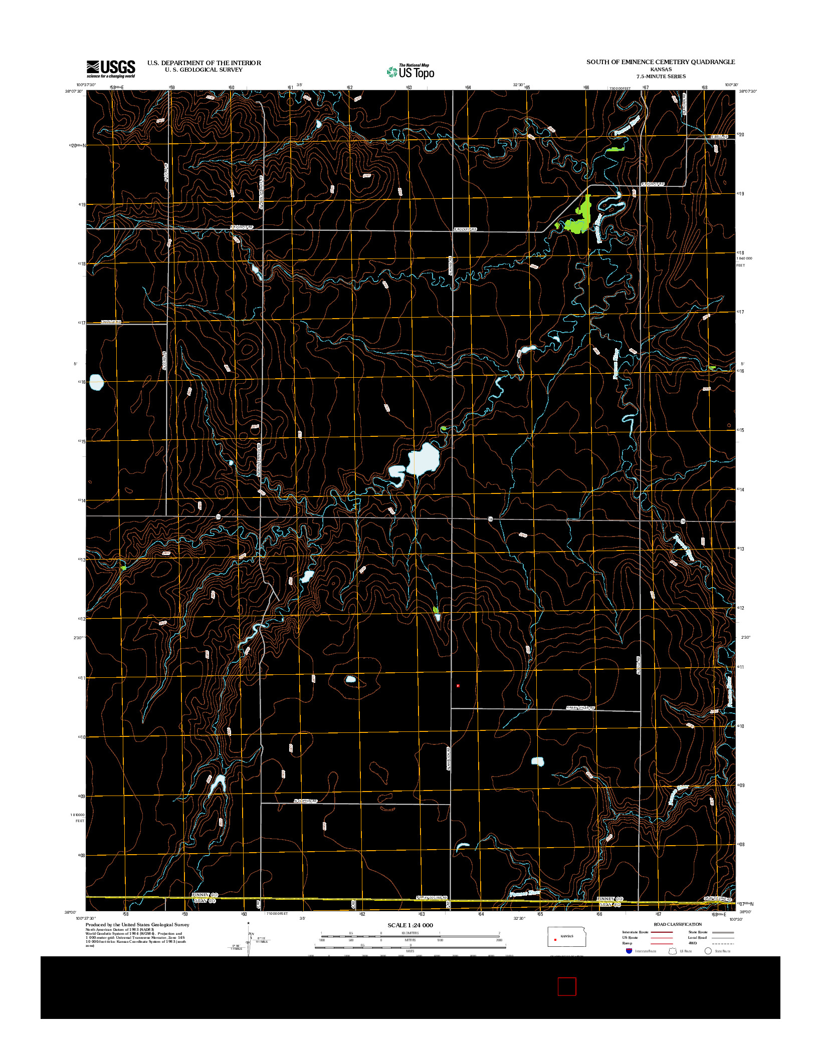 USGS US TOPO 7.5-MINUTE MAP FOR SOUTH OF EMINENCE CEMETERY, KS 2012