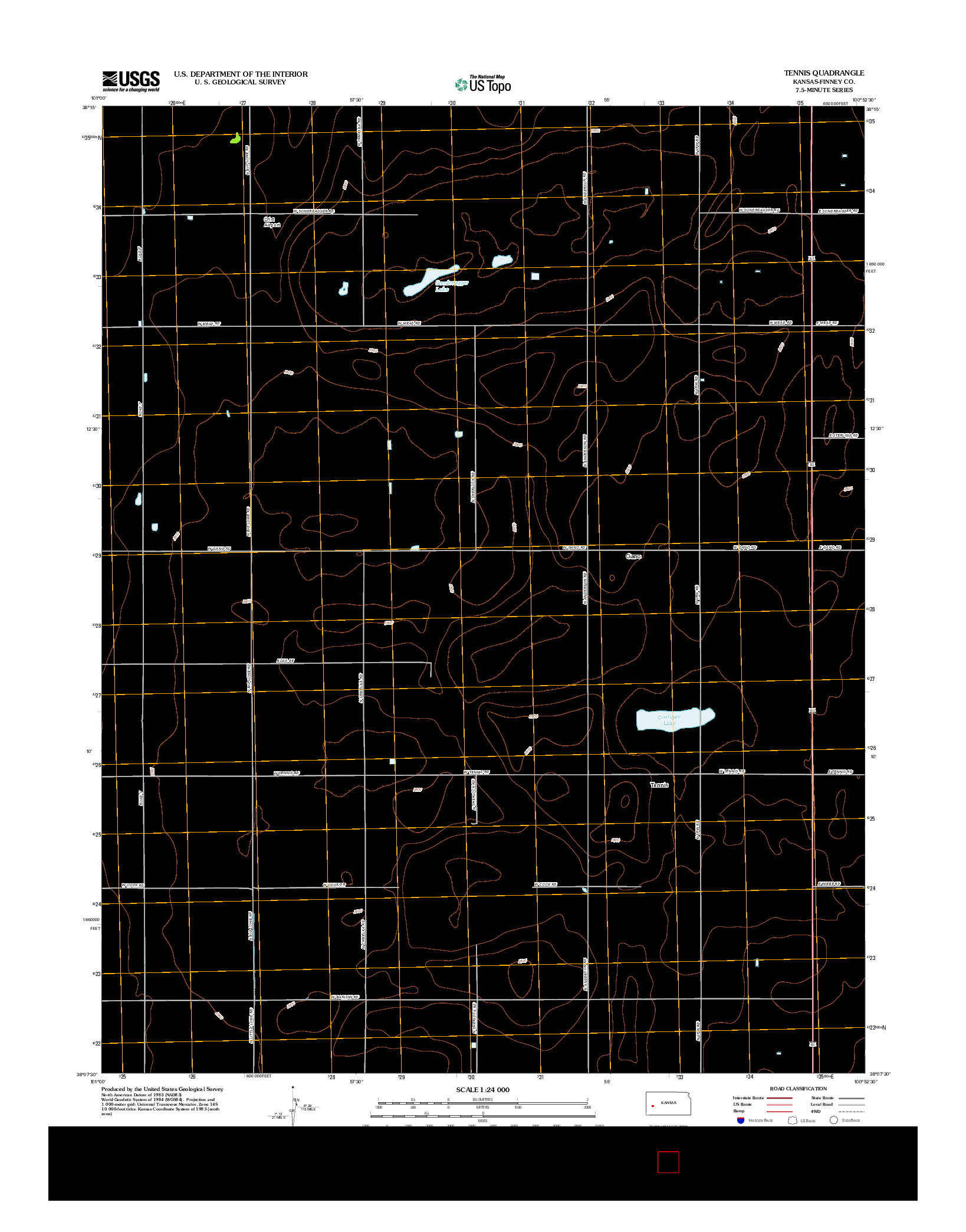 USGS US TOPO 7.5-MINUTE MAP FOR TENNIS, KS 2012