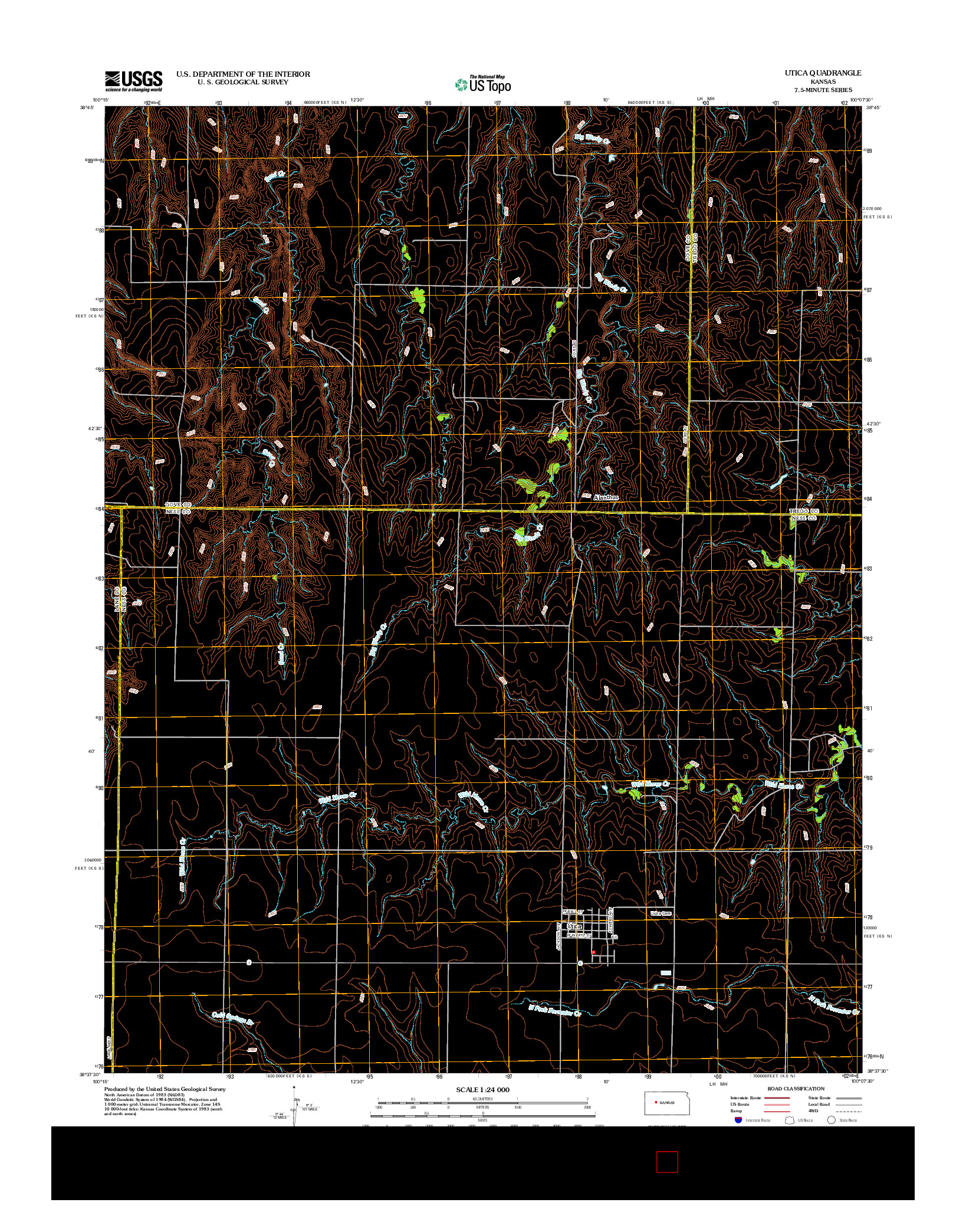 USGS US TOPO 7.5-MINUTE MAP FOR UTICA, KS 2012