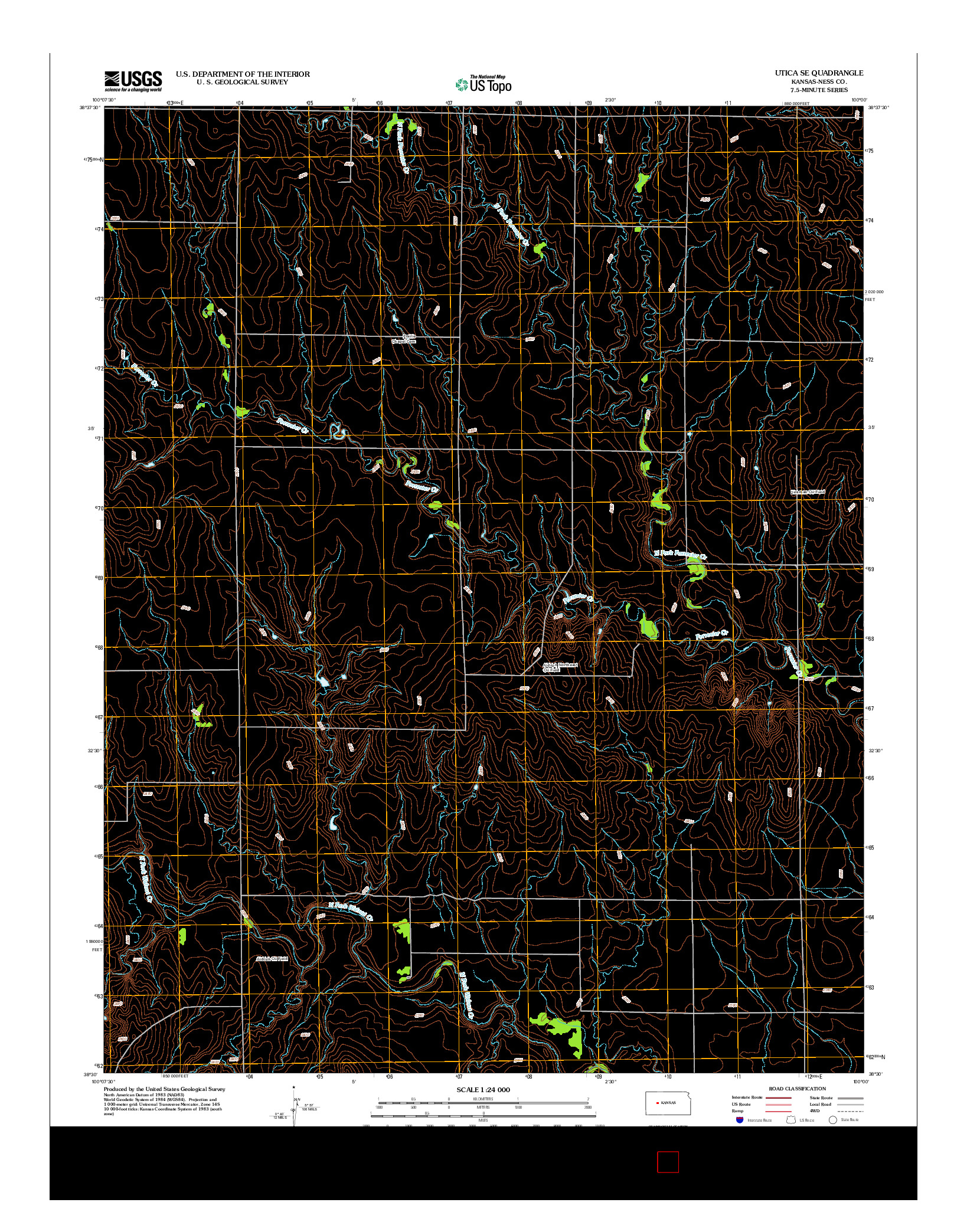 USGS US TOPO 7.5-MINUTE MAP FOR UTICA SE, KS 2012