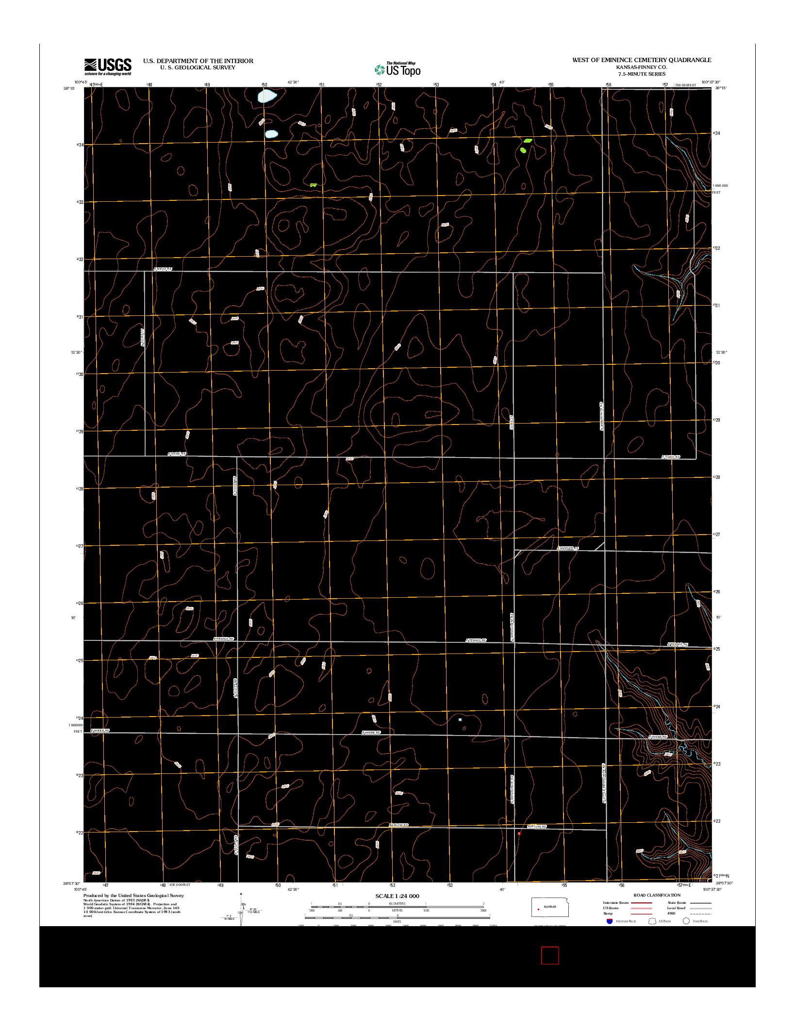 USGS US TOPO 7.5-MINUTE MAP FOR WEST OF EMINENCE CEMETERY, KS 2012