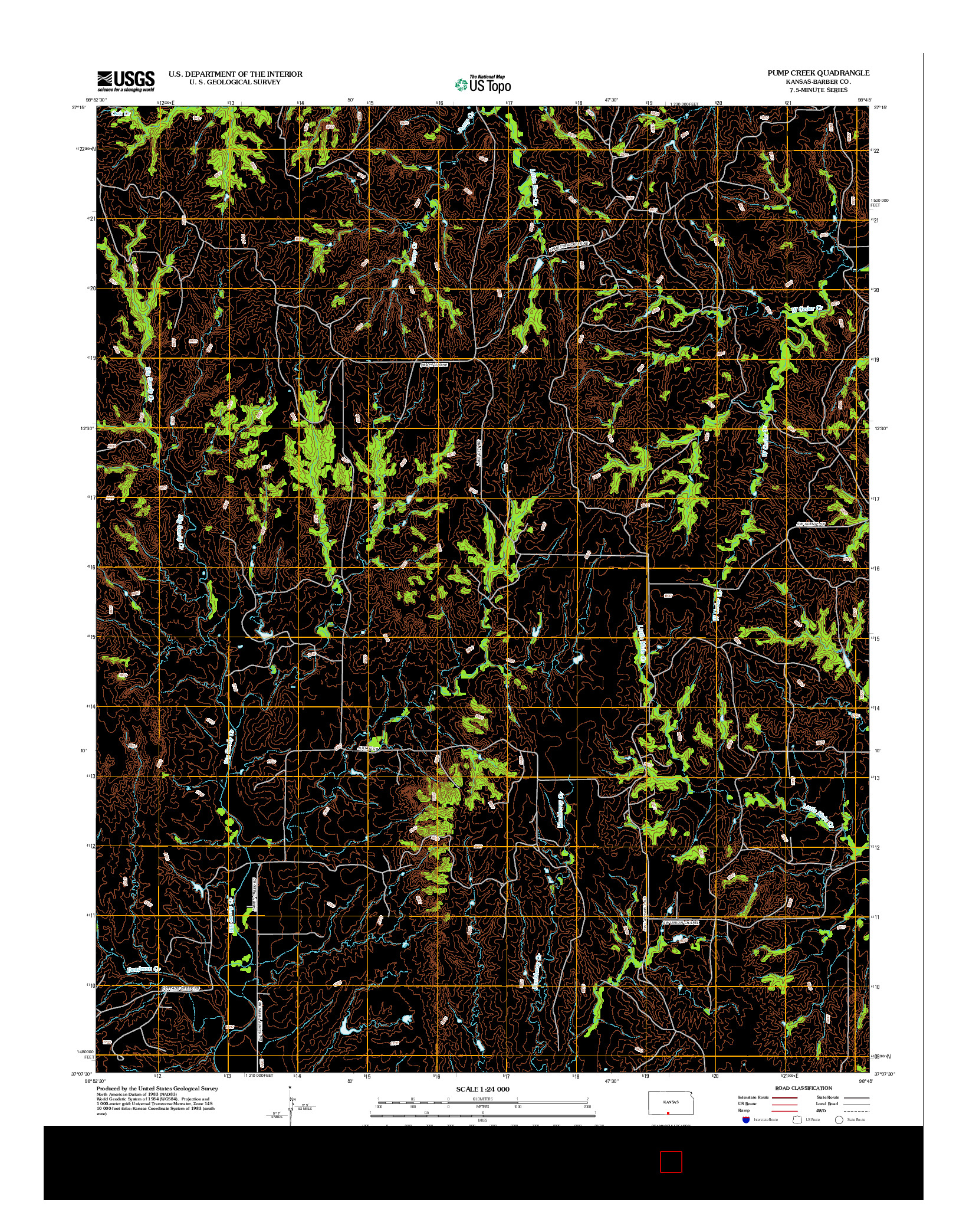 USGS US TOPO 7.5-MINUTE MAP FOR PUMP CREEK, KS 2012