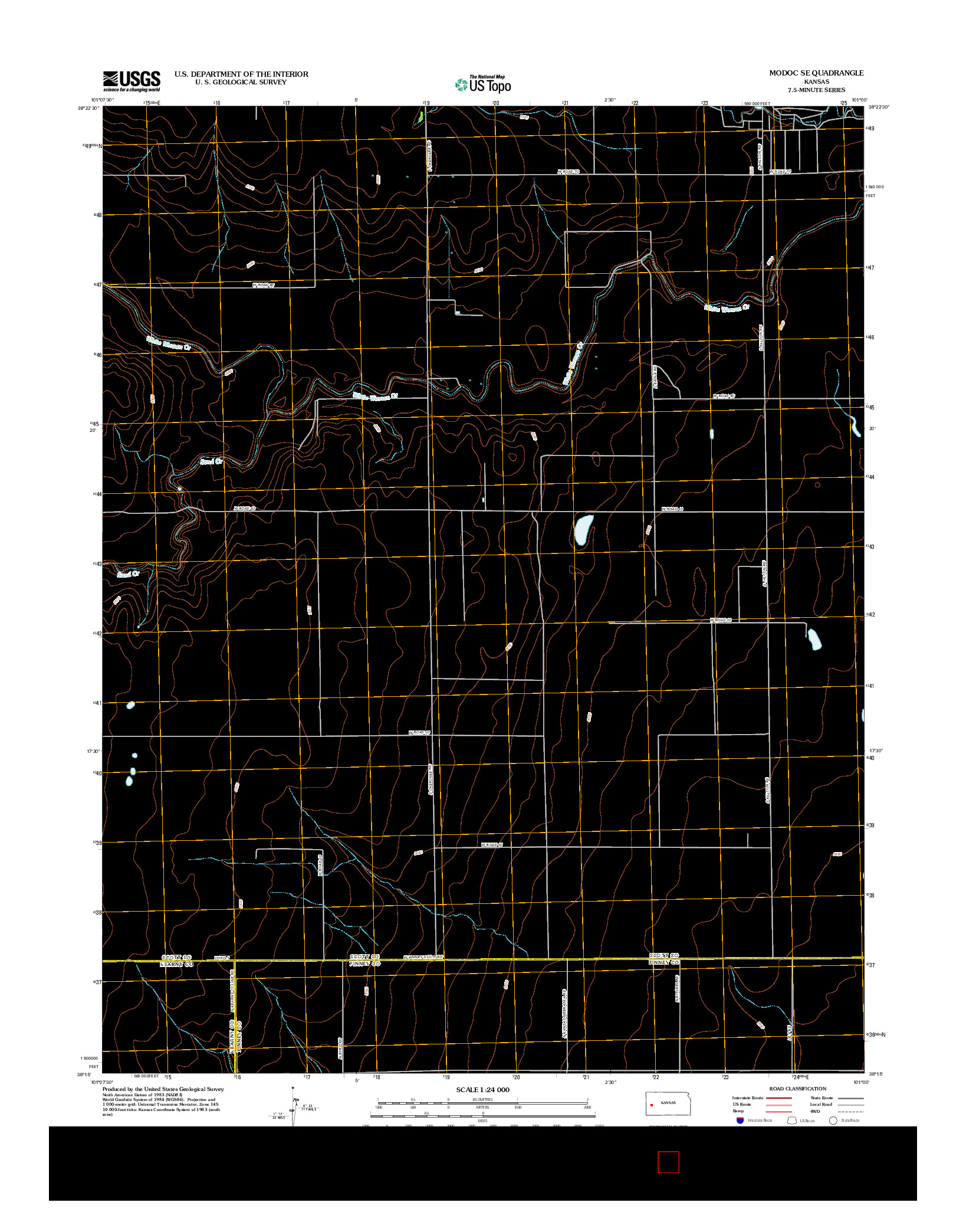 USGS US TOPO 7.5-MINUTE MAP FOR MODOC SE, KS 2012