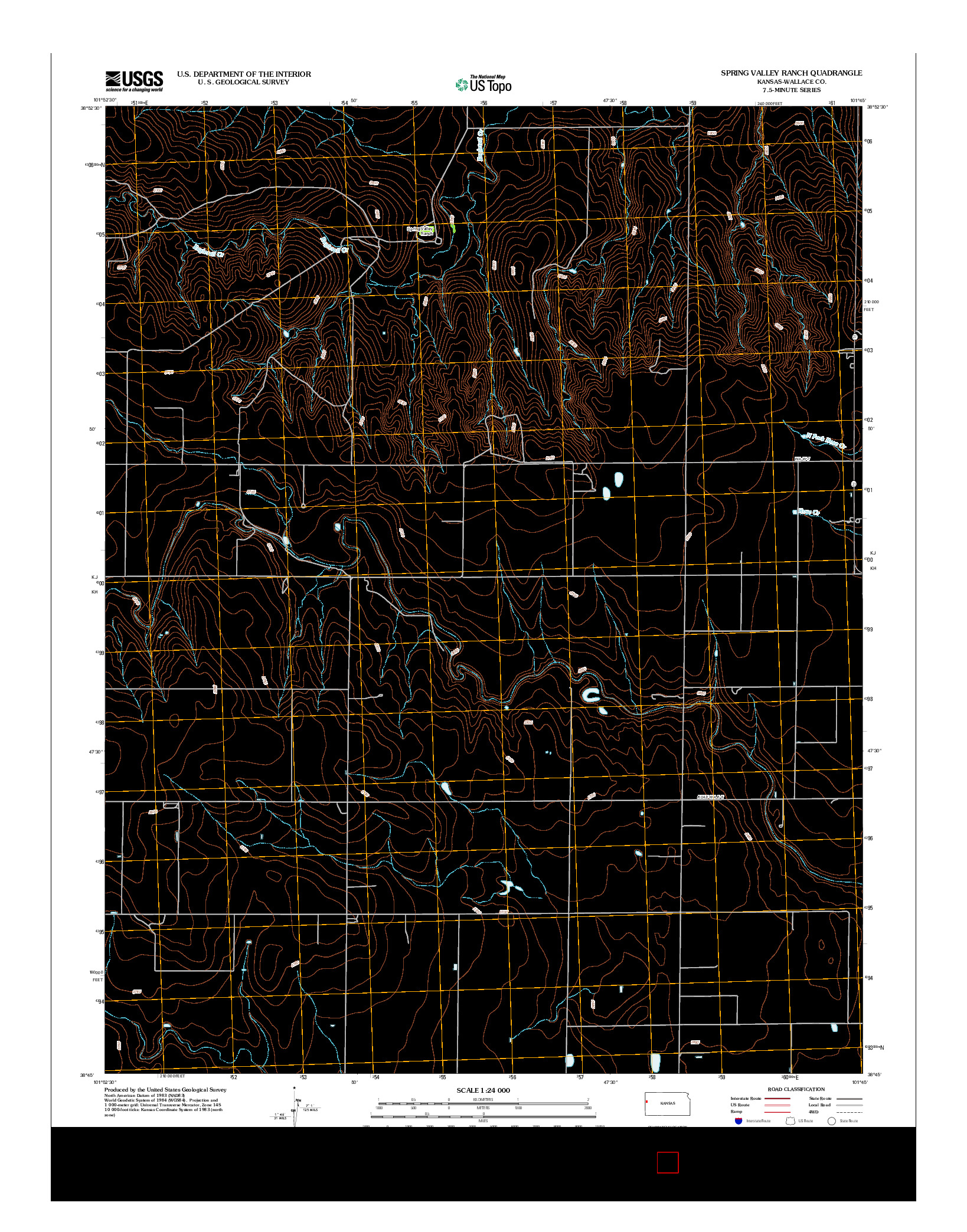 USGS US TOPO 7.5-MINUTE MAP FOR SPRING VALLEY RANCH, KS 2012