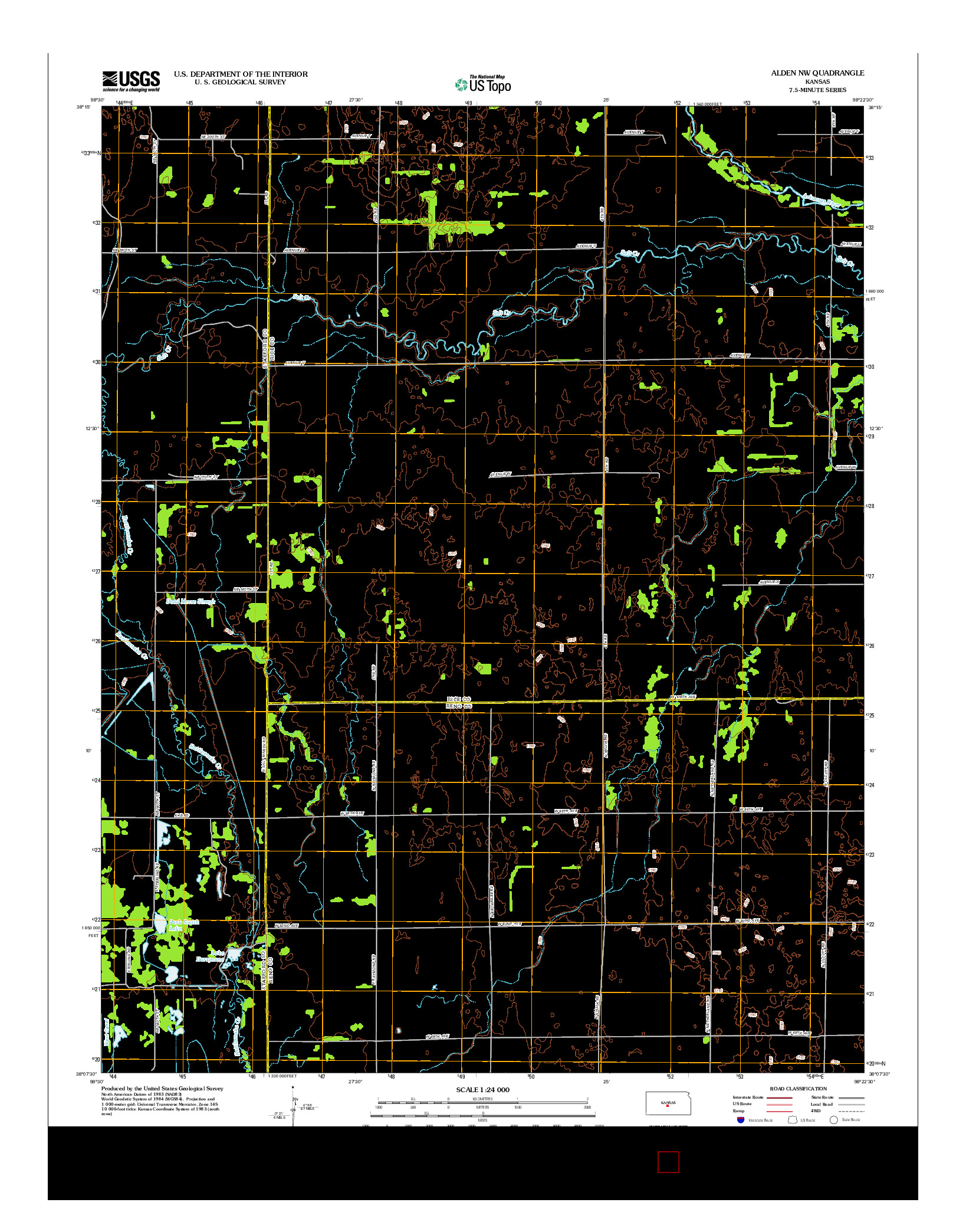 USGS US TOPO 7.5-MINUTE MAP FOR ALDEN NW, KS 2012