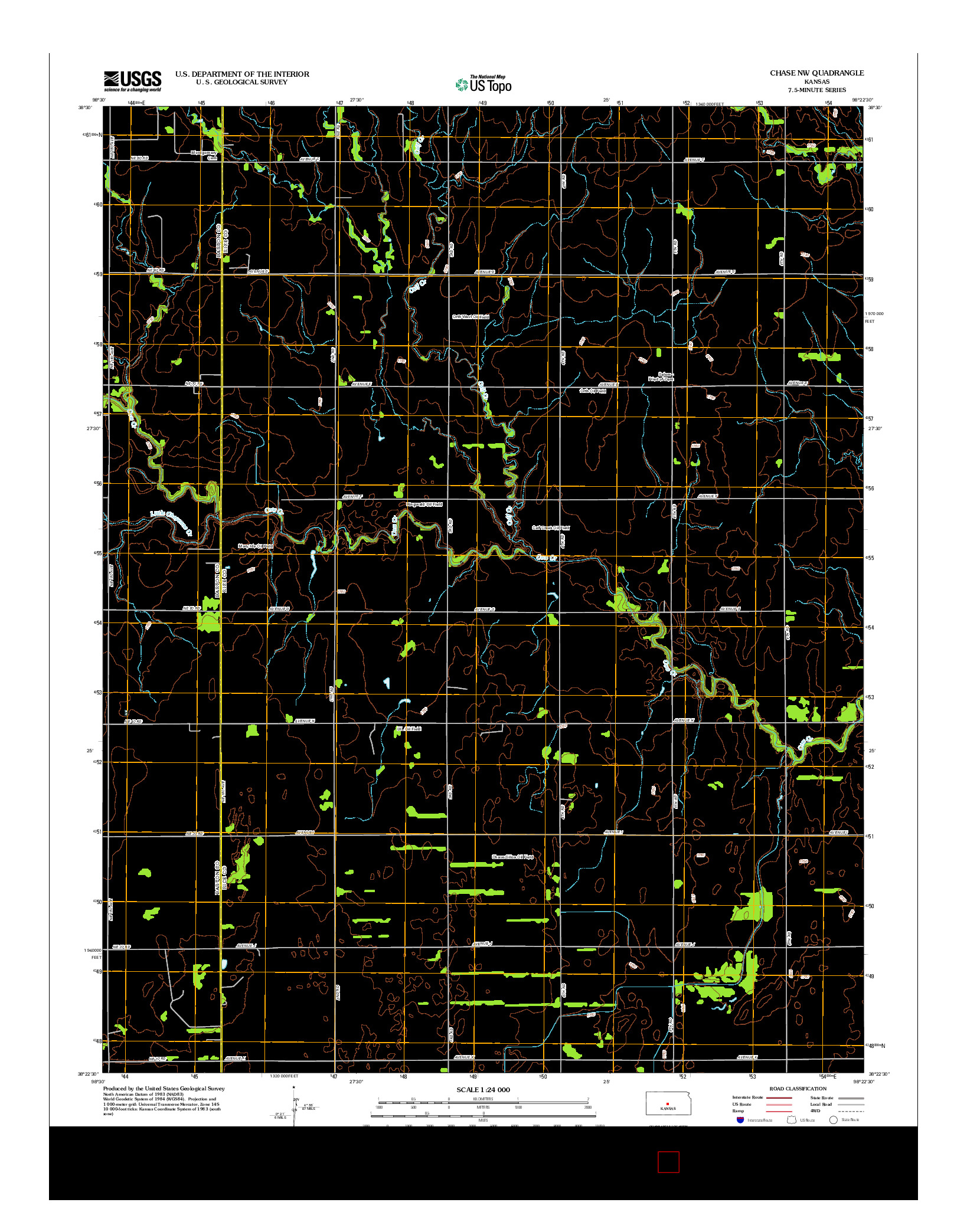 USGS US TOPO 7.5-MINUTE MAP FOR CHASE NW, KS 2012