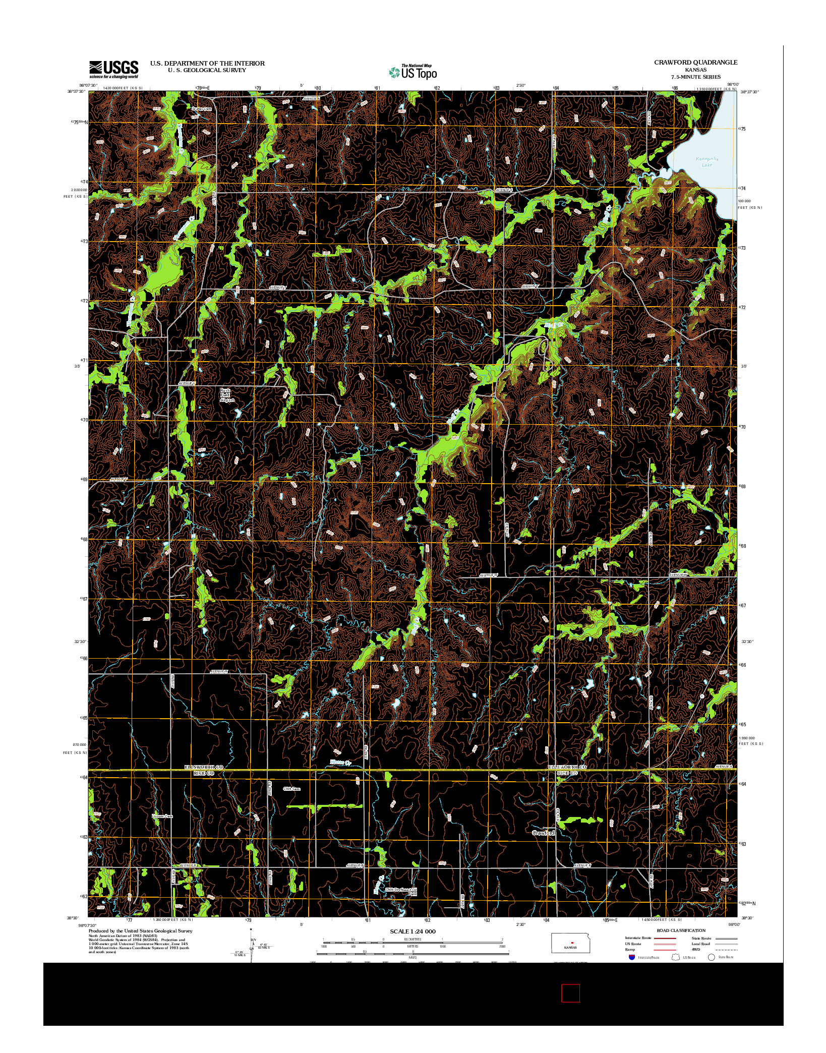 USGS US TOPO 7.5-MINUTE MAP FOR CRAWFORD, KS 2012
