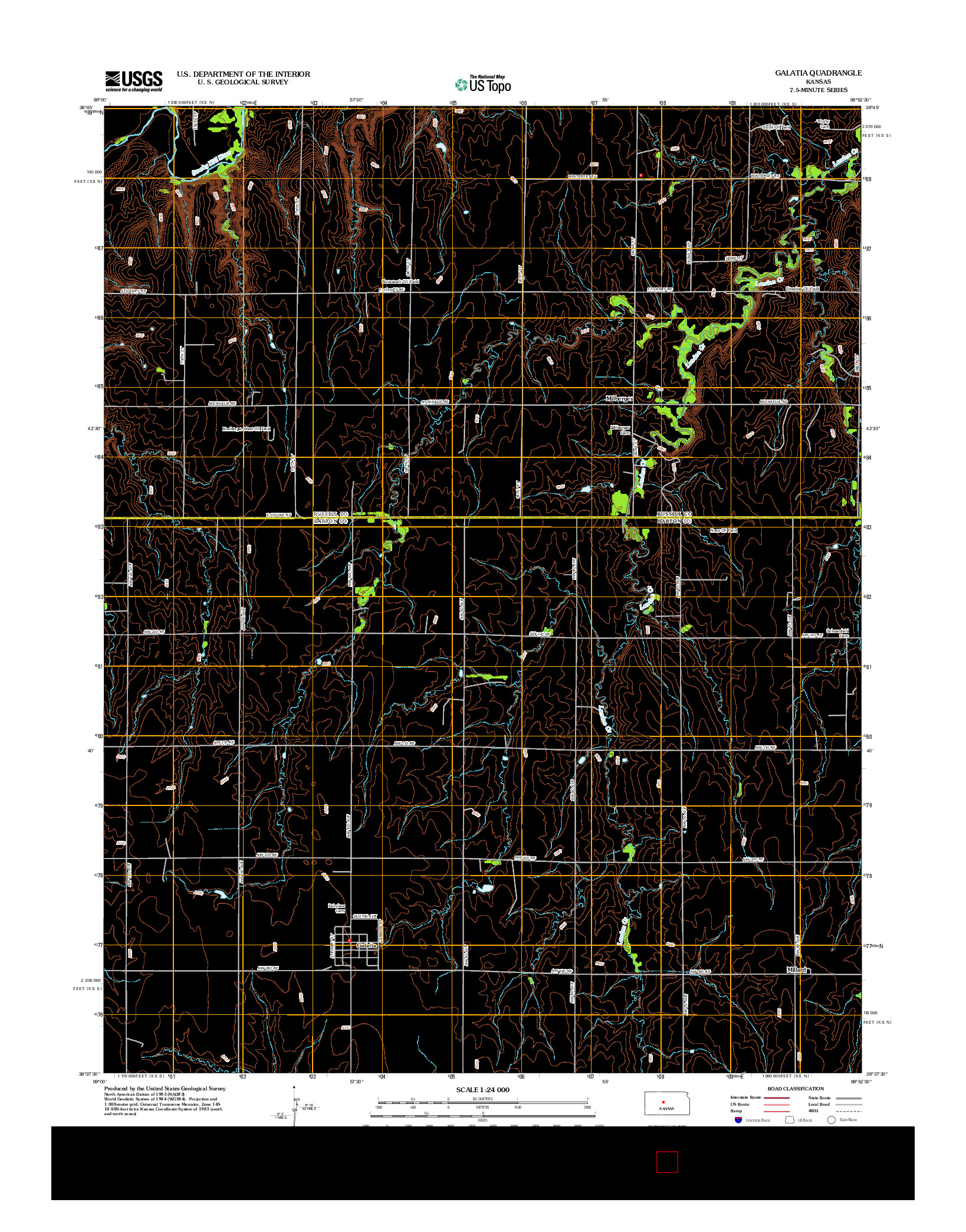 USGS US TOPO 7.5-MINUTE MAP FOR GALATIA, KS 2012