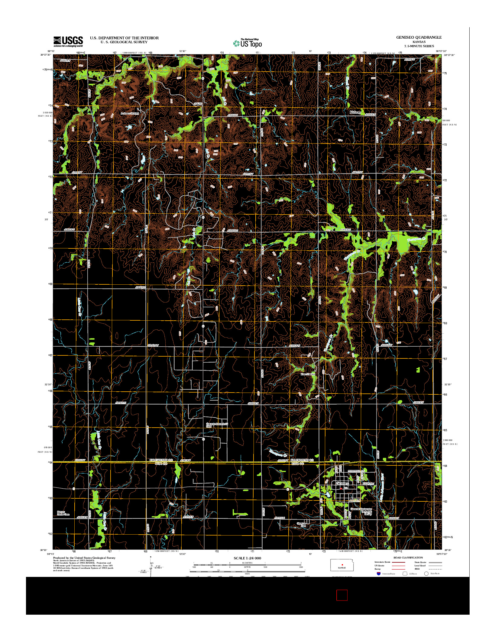 USGS US TOPO 7.5-MINUTE MAP FOR GENESEO, KS 2012