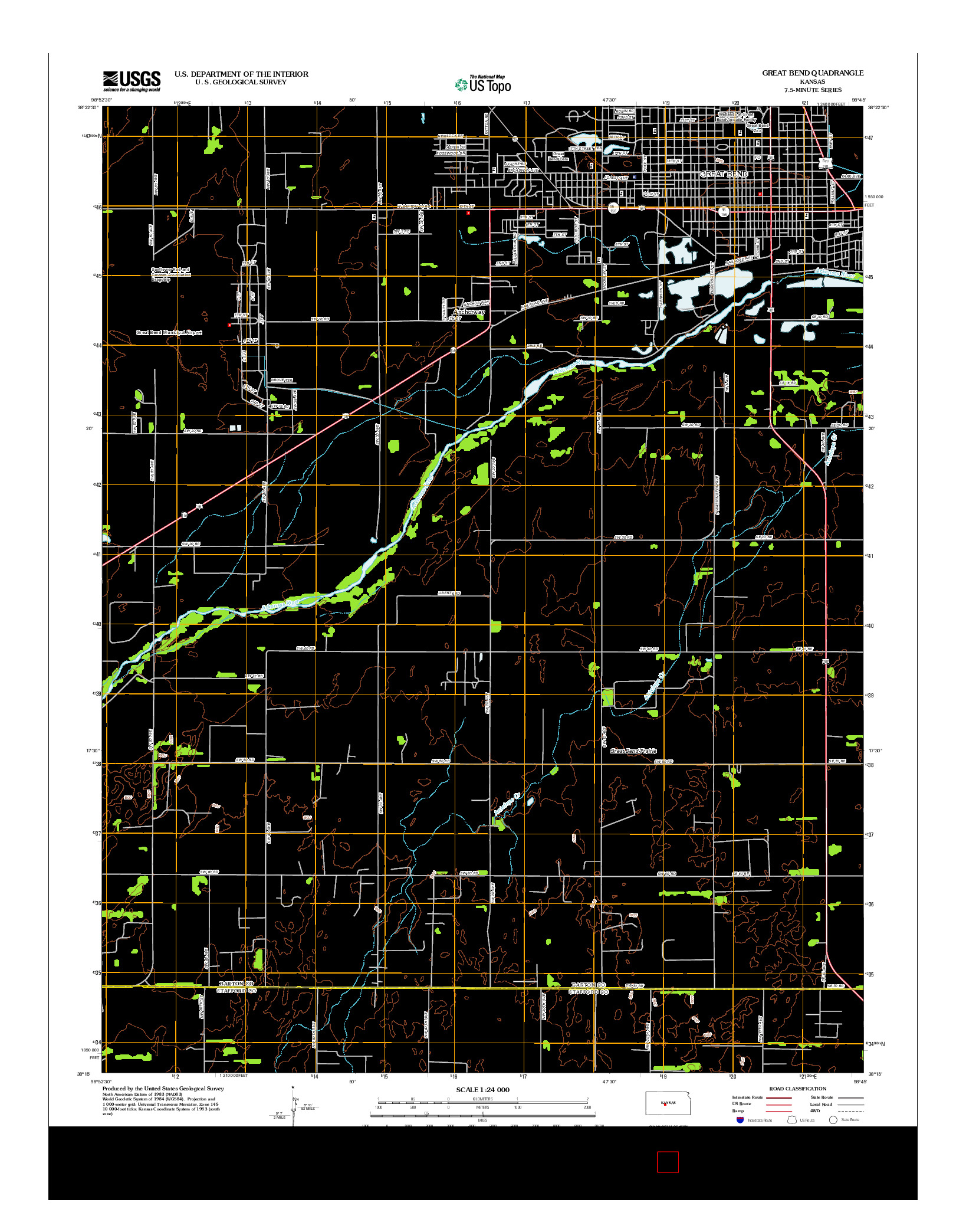 USGS US TOPO 7.5-MINUTE MAP FOR GREAT BEND, KS 2012