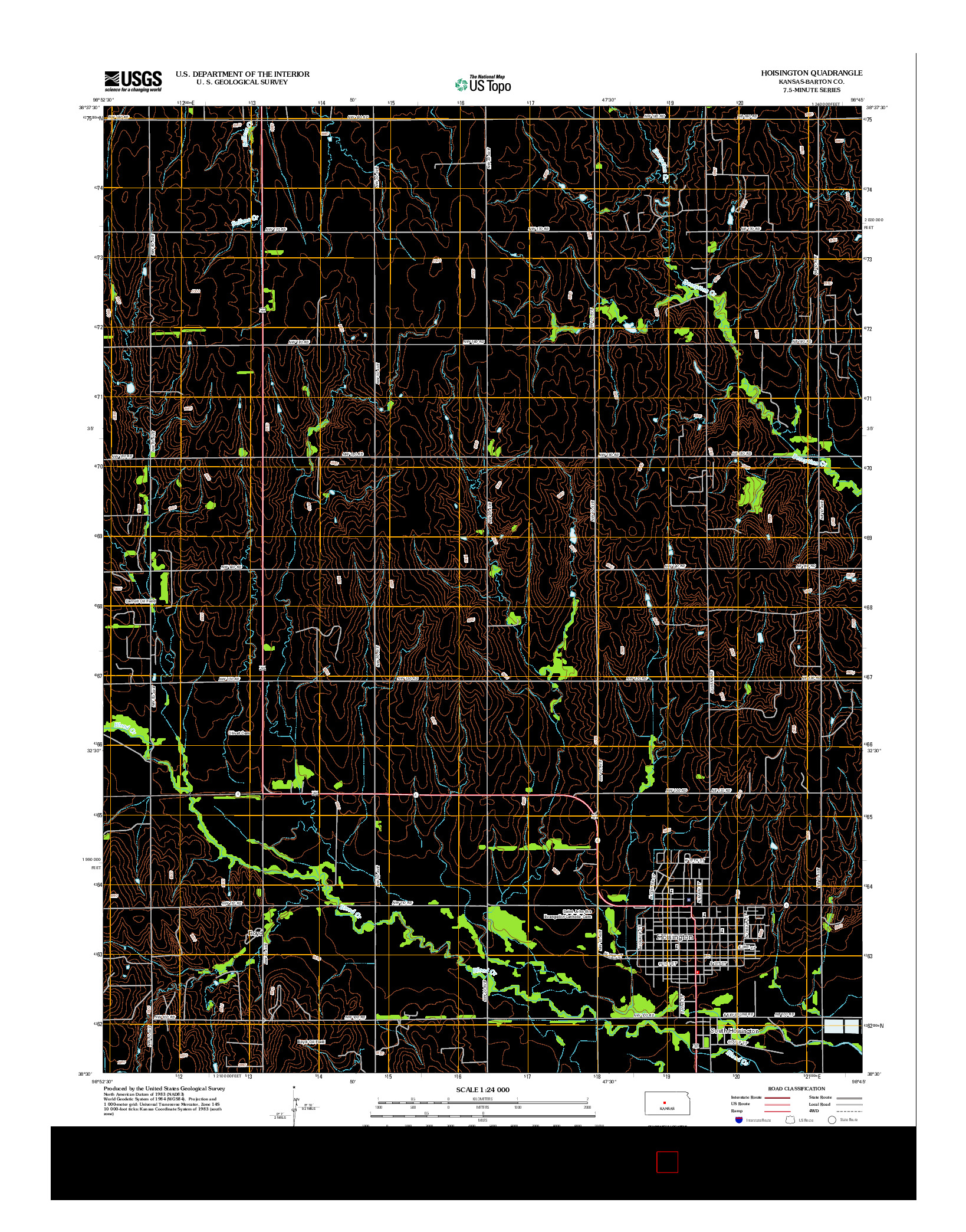 USGS US TOPO 7.5-MINUTE MAP FOR HOISINGTON, KS 2012