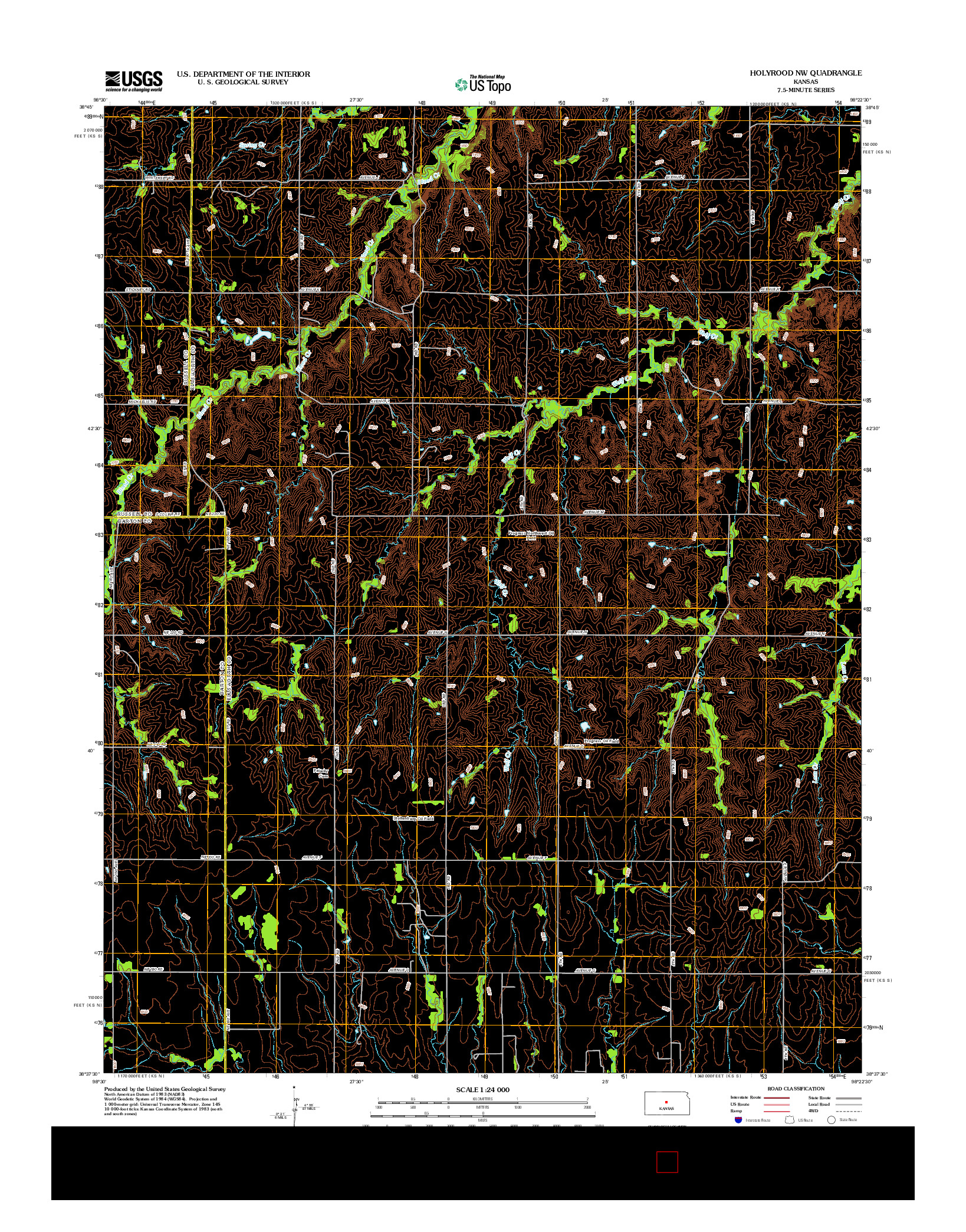 USGS US TOPO 7.5-MINUTE MAP FOR HOLYROOD NW, KS 2012