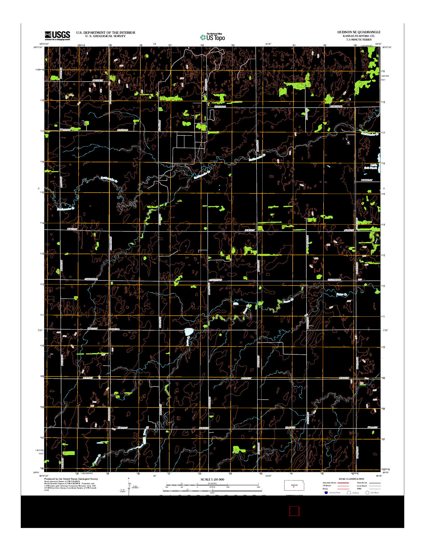 USGS US TOPO 7.5-MINUTE MAP FOR HUDSON SE, KS 2012