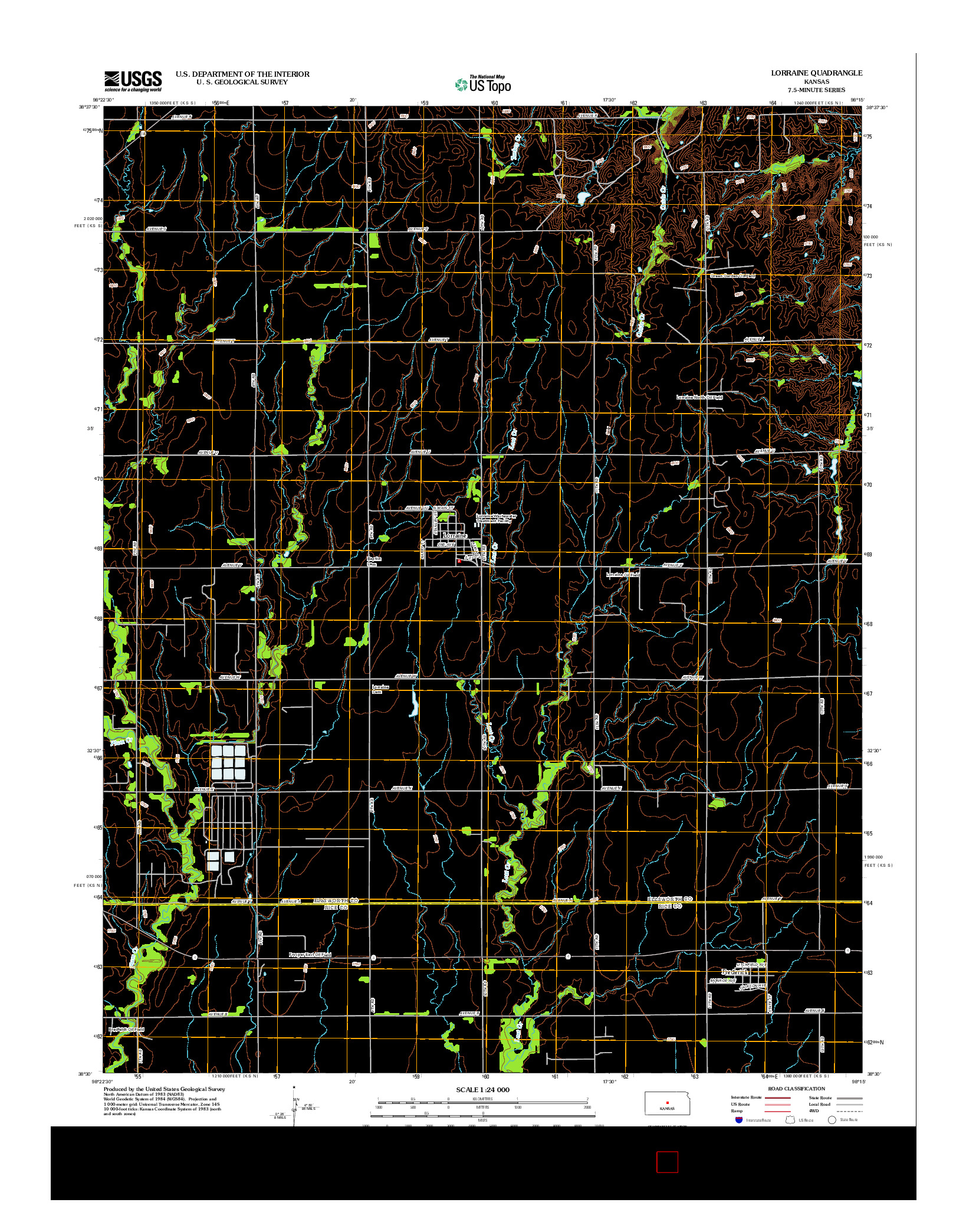 USGS US TOPO 7.5-MINUTE MAP FOR LORRAINE, KS 2012