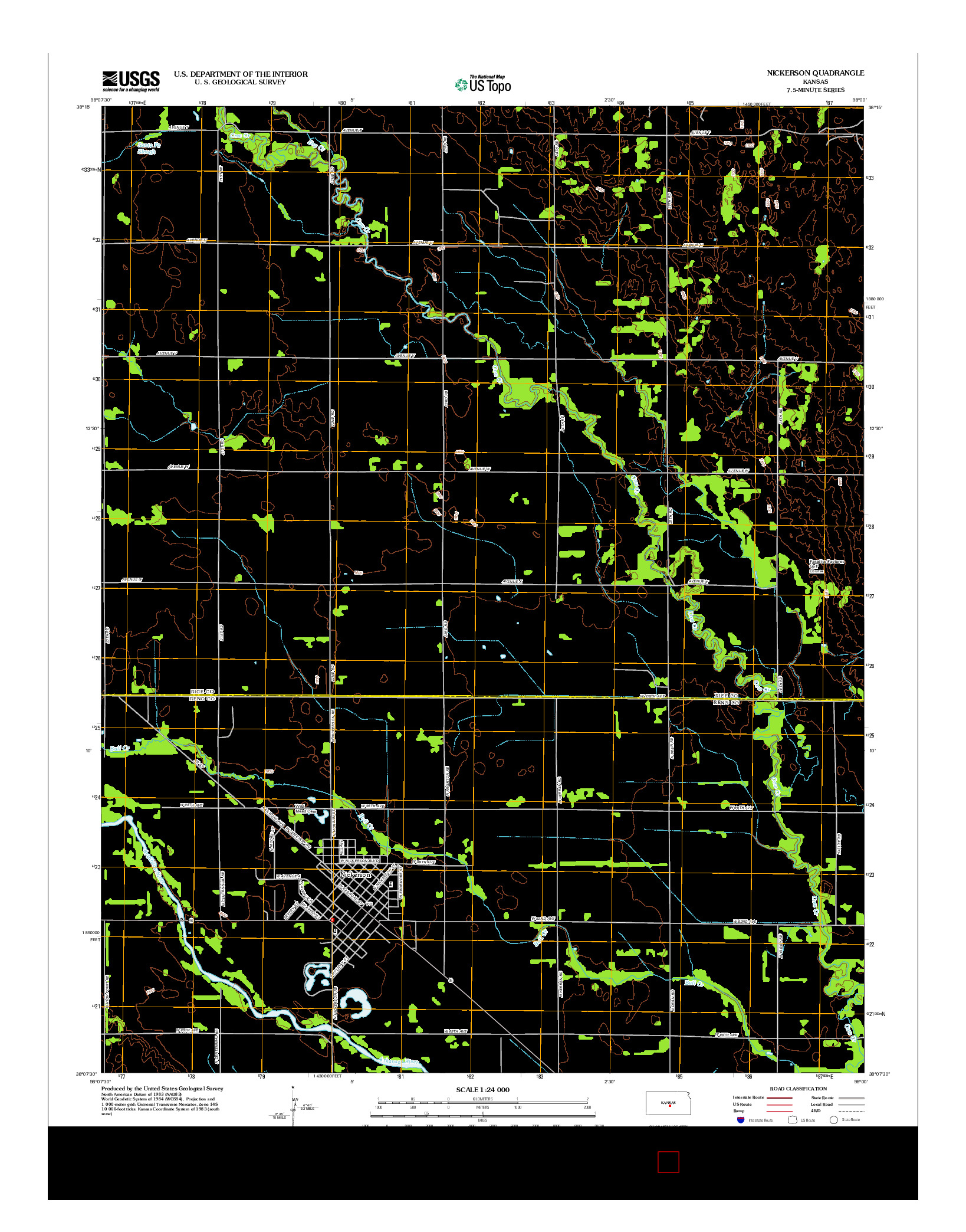 USGS US TOPO 7.5-MINUTE MAP FOR NICKERSON, KS 2012
