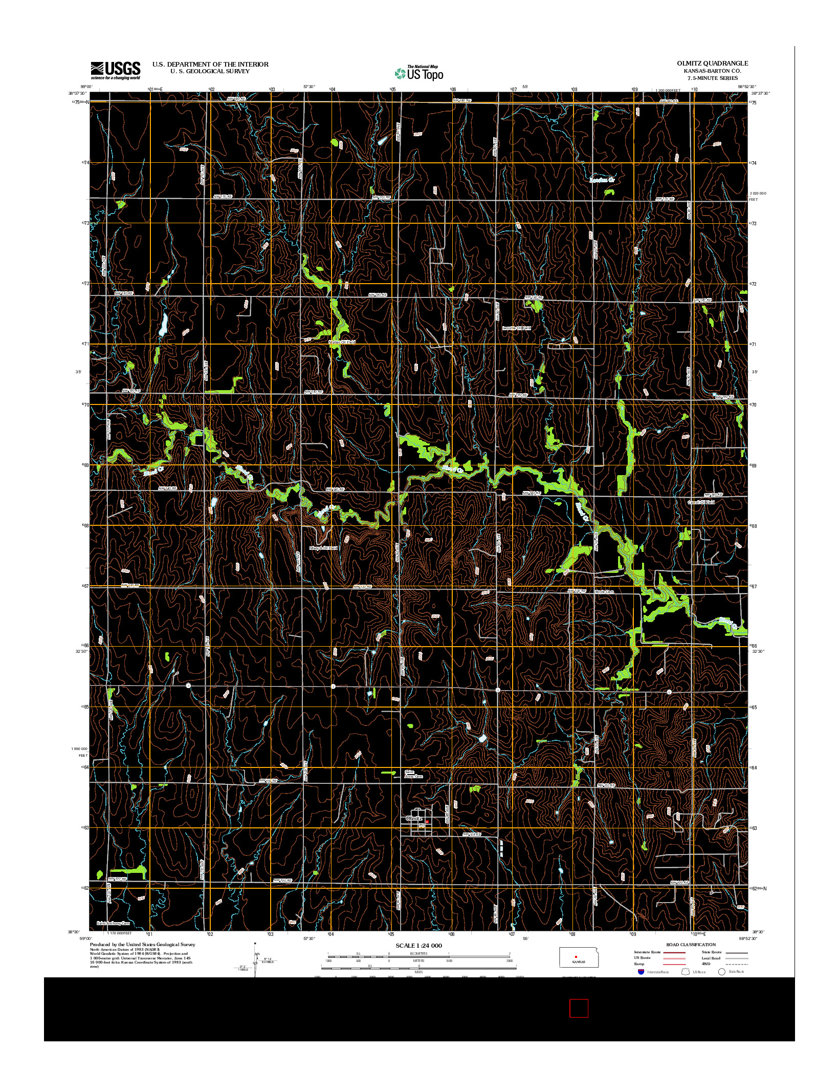 USGS US TOPO 7.5-MINUTE MAP FOR OLMITZ, KS 2012