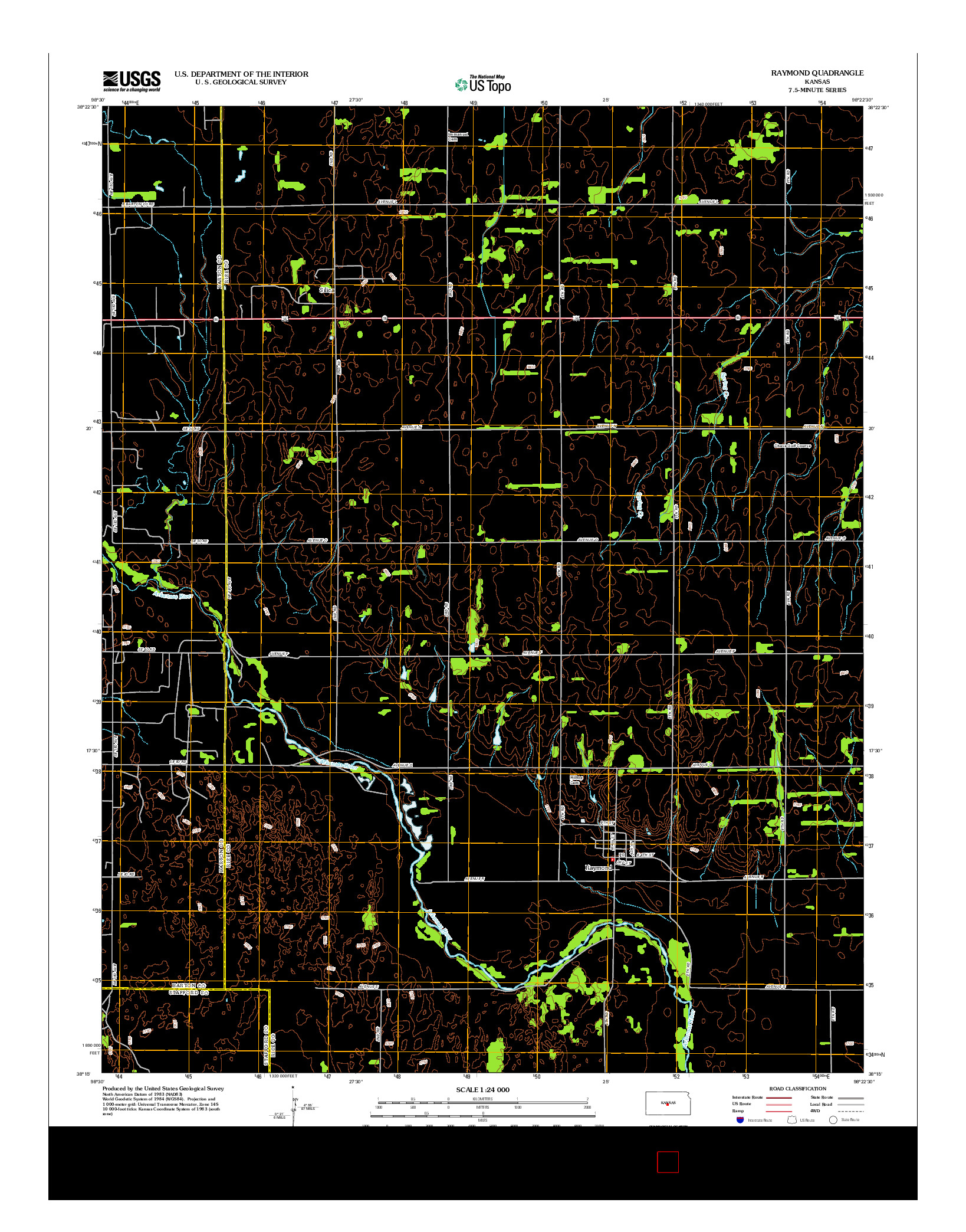 USGS US TOPO 7.5-MINUTE MAP FOR RAYMOND, KS 2012