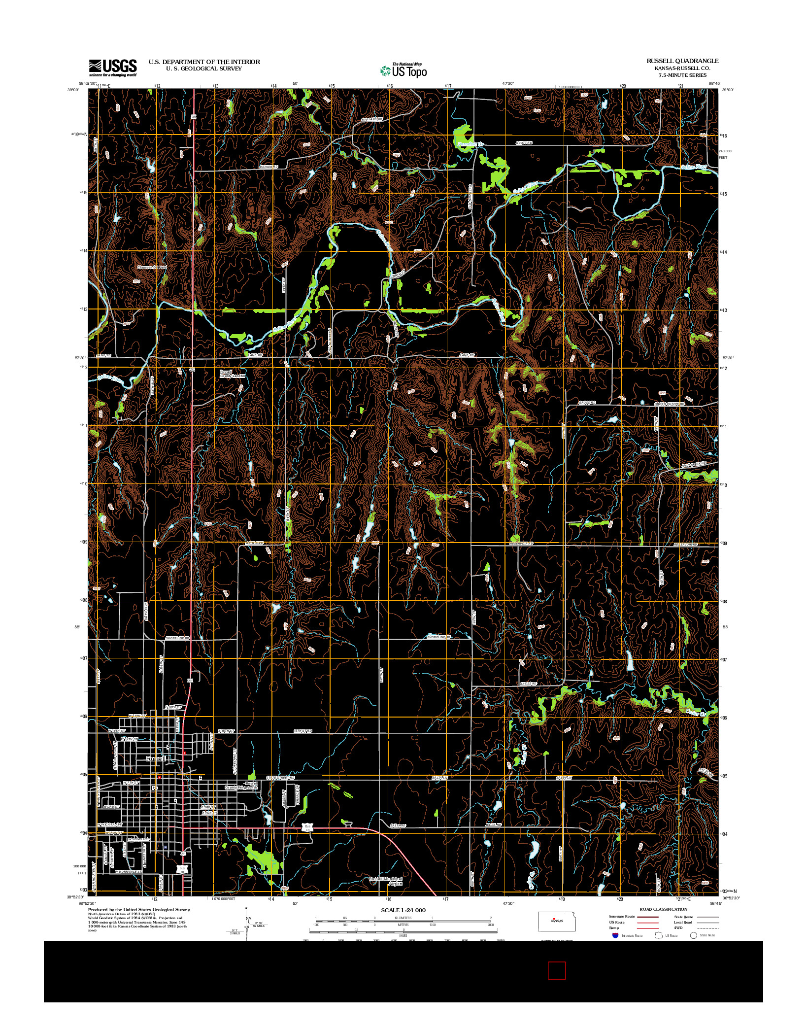 USGS US TOPO 7.5-MINUTE MAP FOR RUSSELL, KS 2012