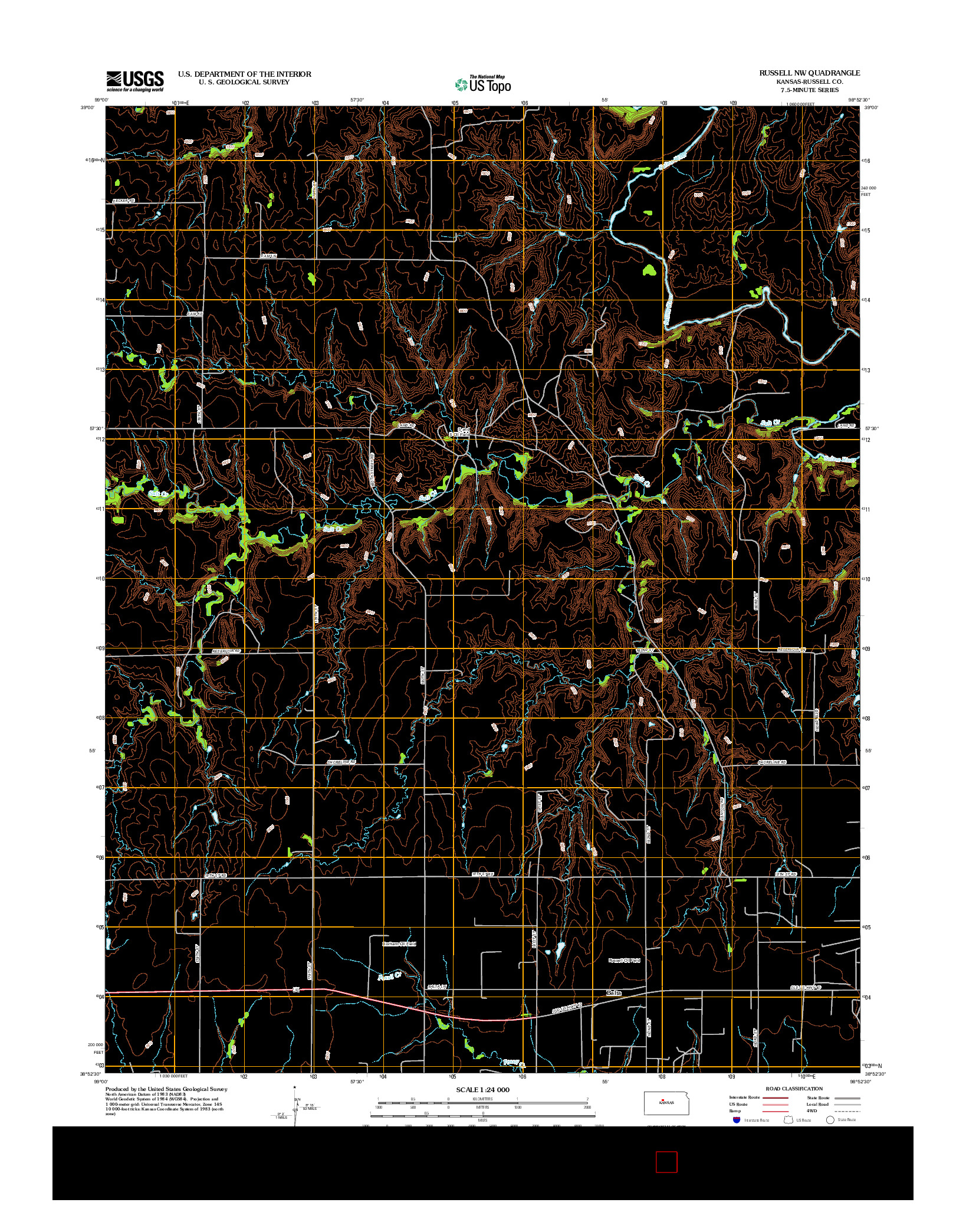 USGS US TOPO 7.5-MINUTE MAP FOR RUSSELL NW, KS 2012