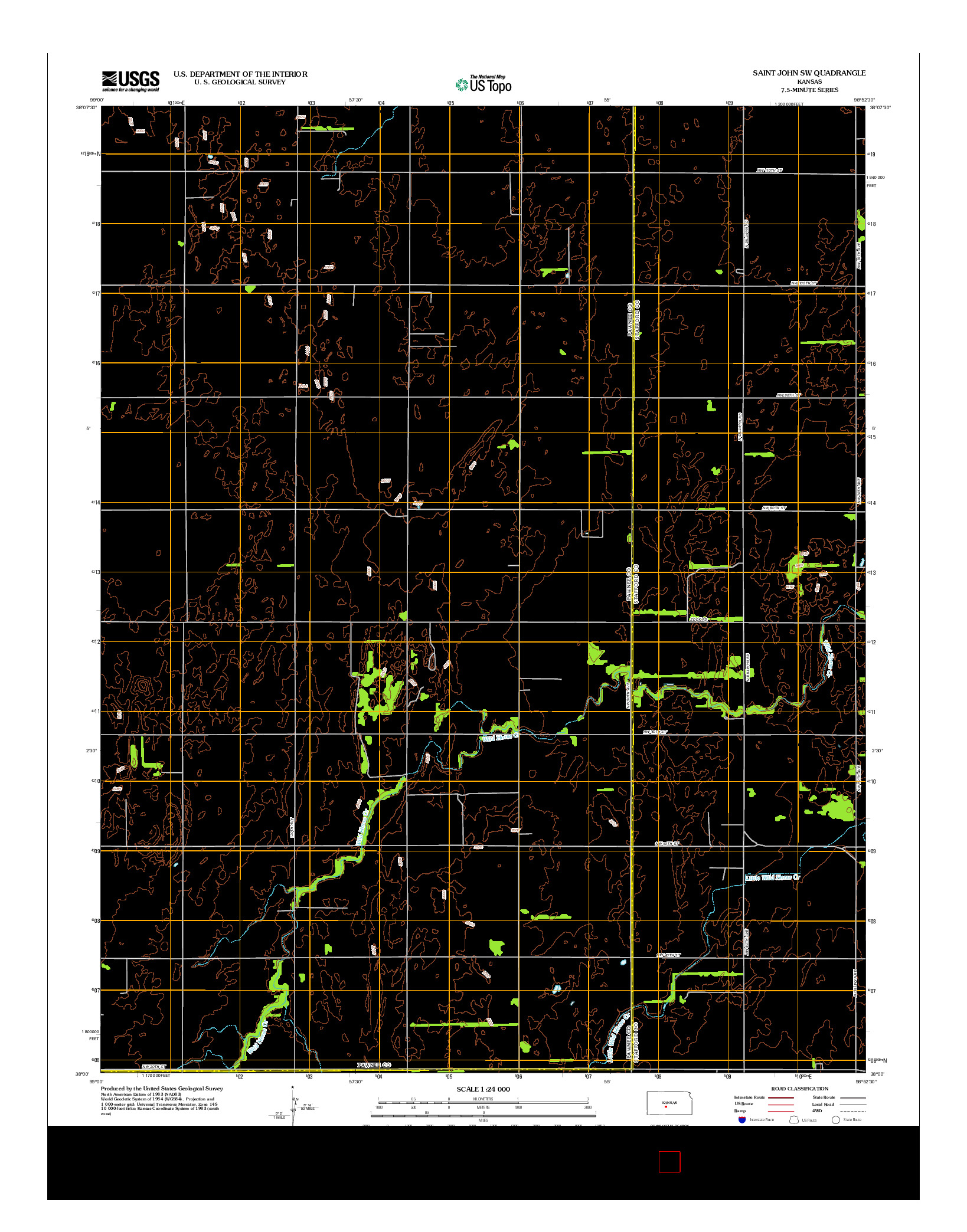 USGS US TOPO 7.5-MINUTE MAP FOR SAINT JOHN SW, KS 2012
