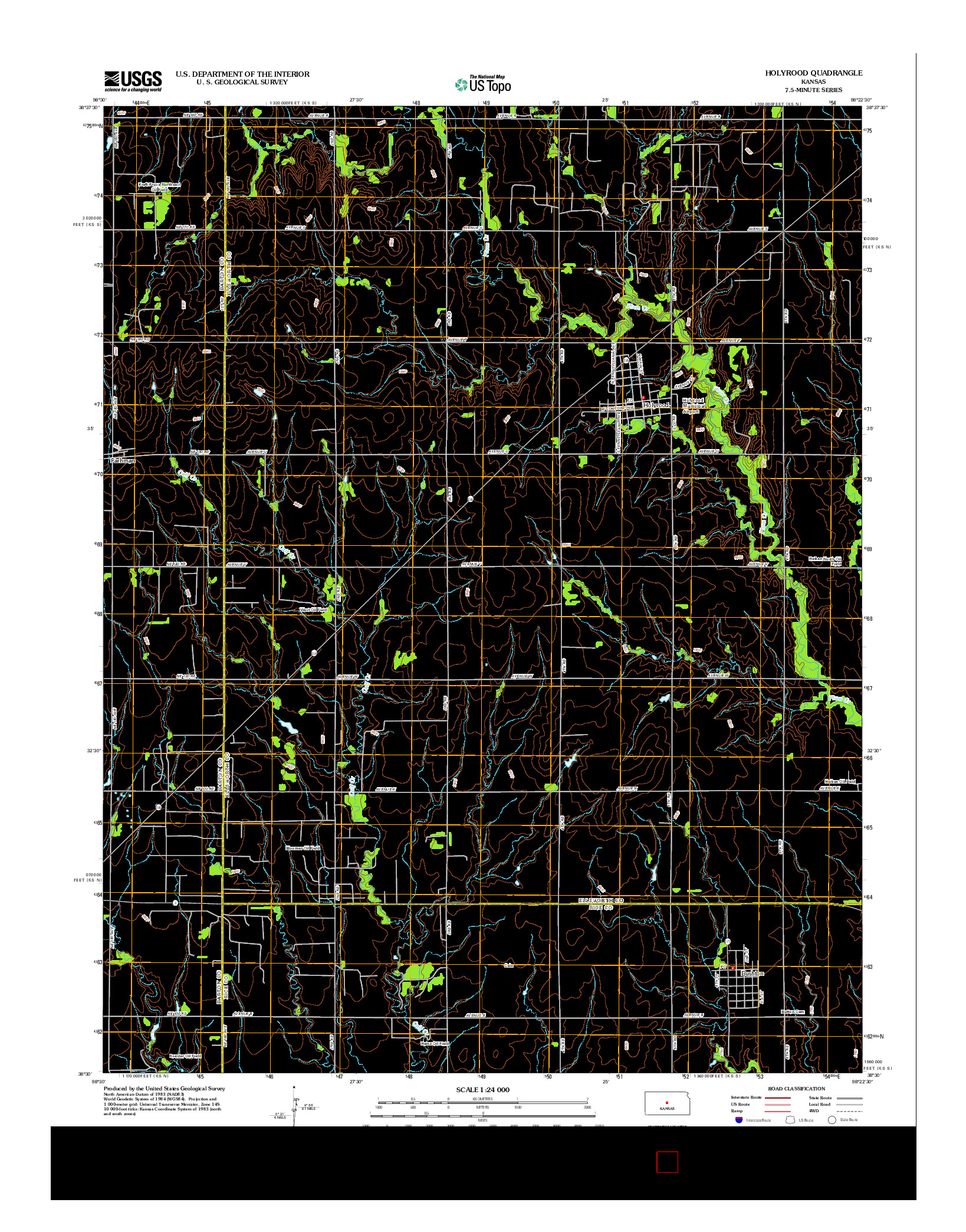 USGS US TOPO 7.5-MINUTE MAP FOR HOLYROOD, KS 2012