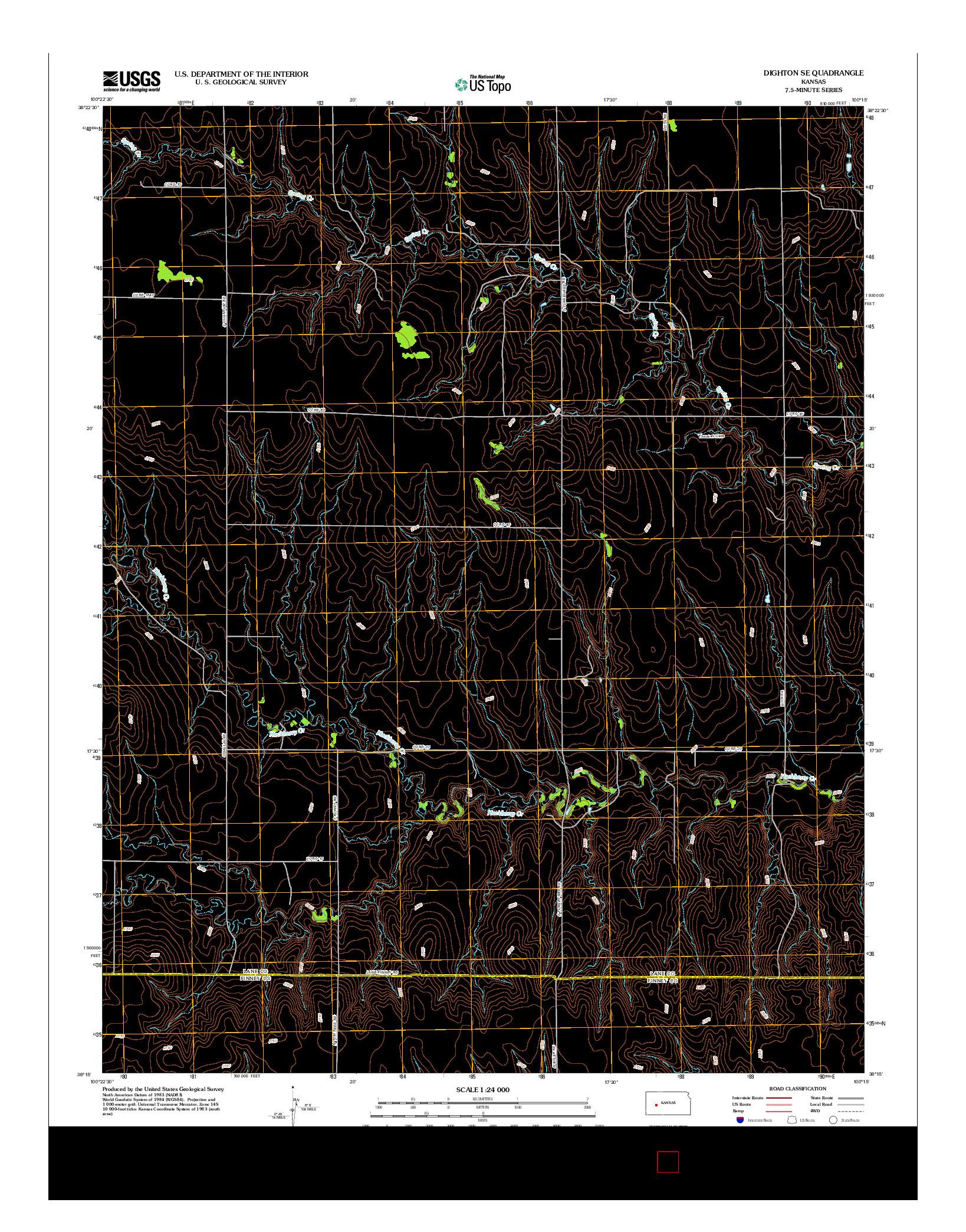 USGS US TOPO 7.5-MINUTE MAP FOR DIGHTON SE, KS 2012