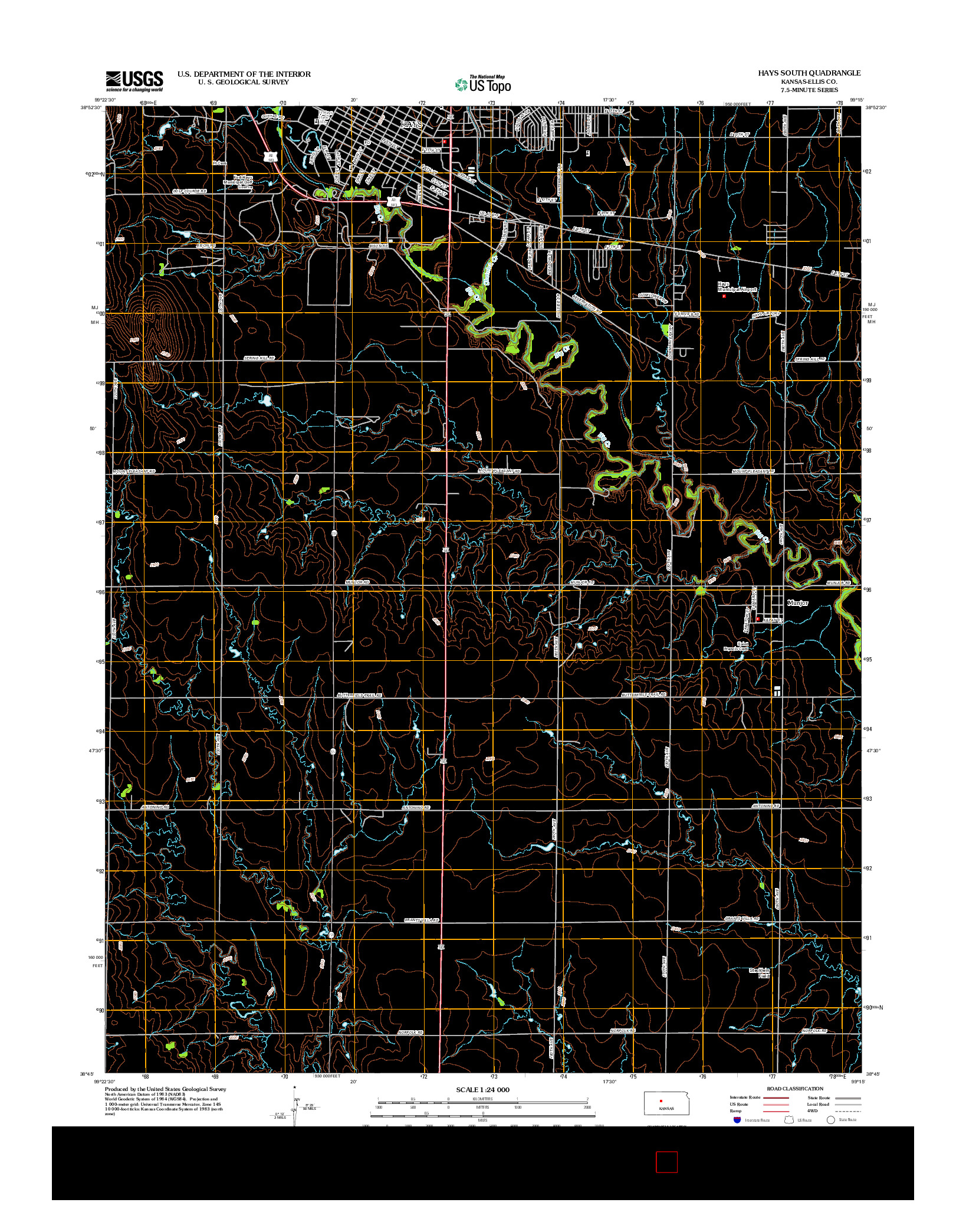 USGS US TOPO 7.5-MINUTE MAP FOR HAYS SOUTH, KS 2012