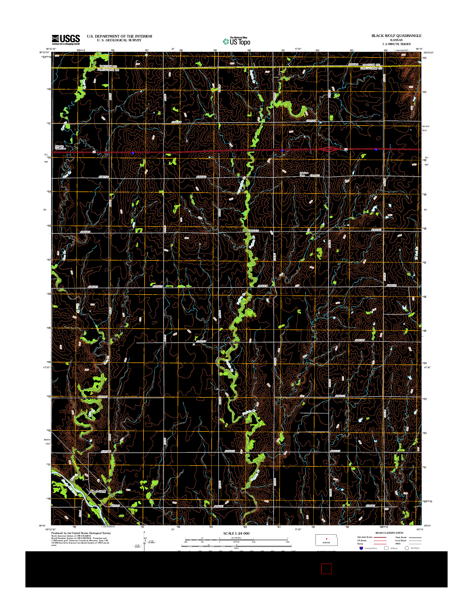 USGS US TOPO 7.5-MINUTE MAP FOR BLACK WOLF, KS 2012