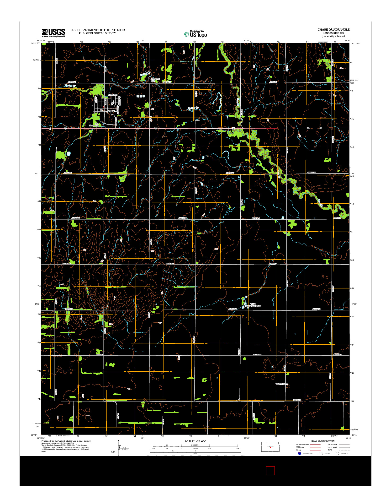 USGS US TOPO 7.5-MINUTE MAP FOR CHASE, KS 2012