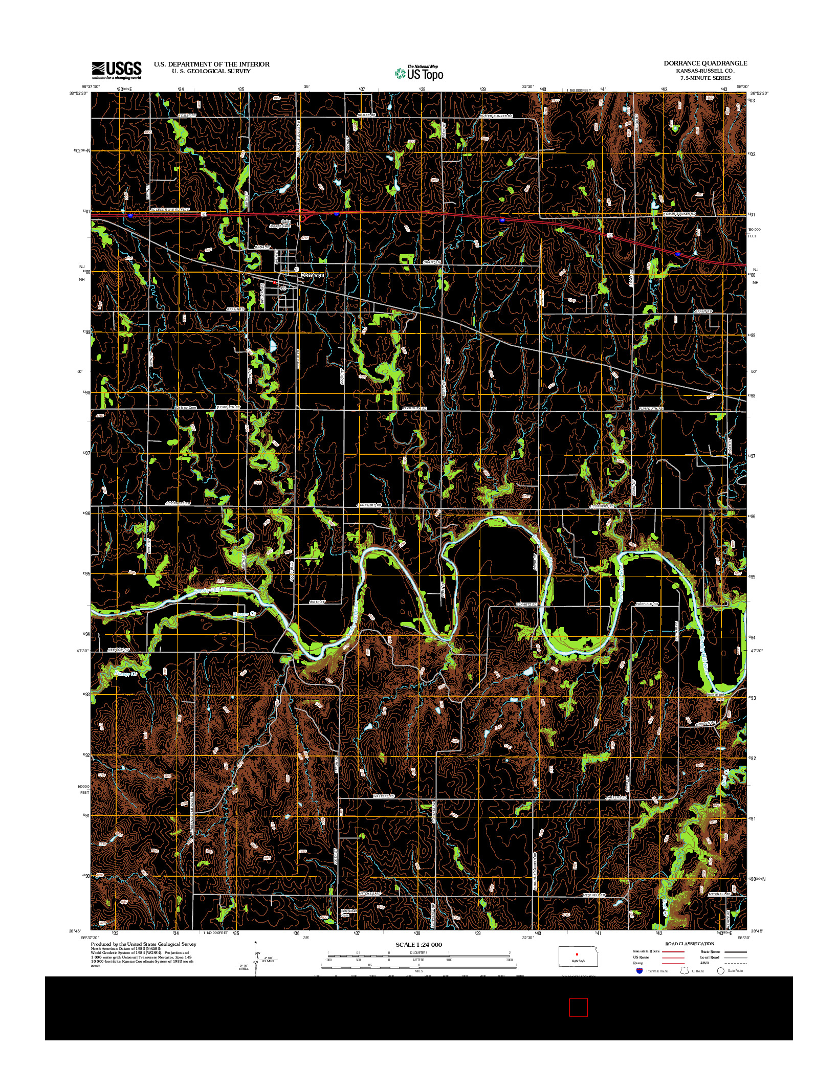 USGS US TOPO 7.5-MINUTE MAP FOR DORRANCE, KS 2012