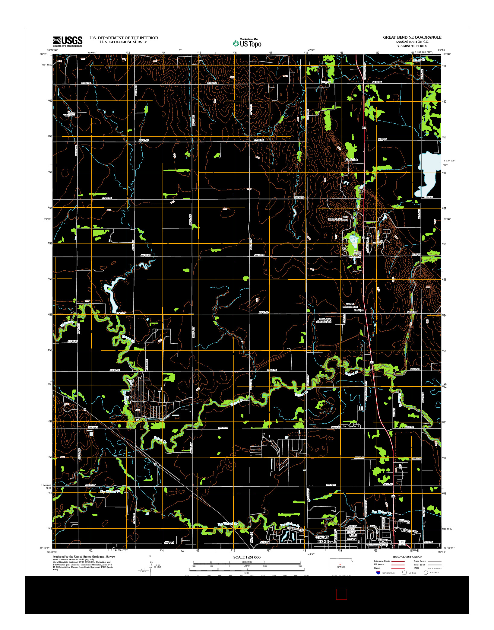 USGS US TOPO 7.5-MINUTE MAP FOR GREAT BEND NE, KS 2012
