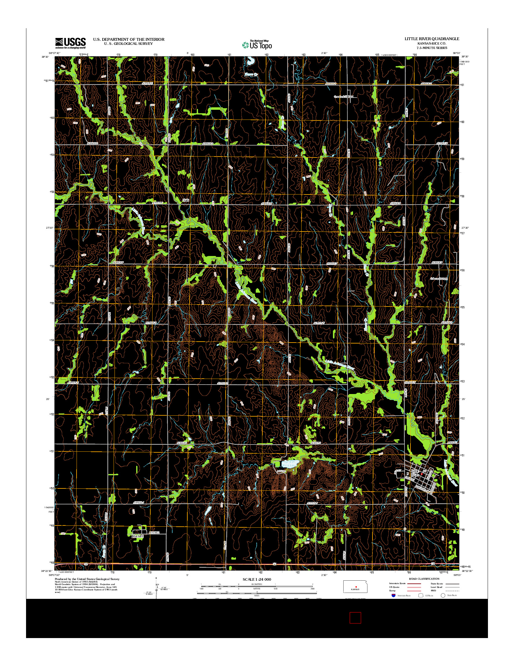 USGS US TOPO 7.5-MINUTE MAP FOR LITTLE RIVER, KS 2012