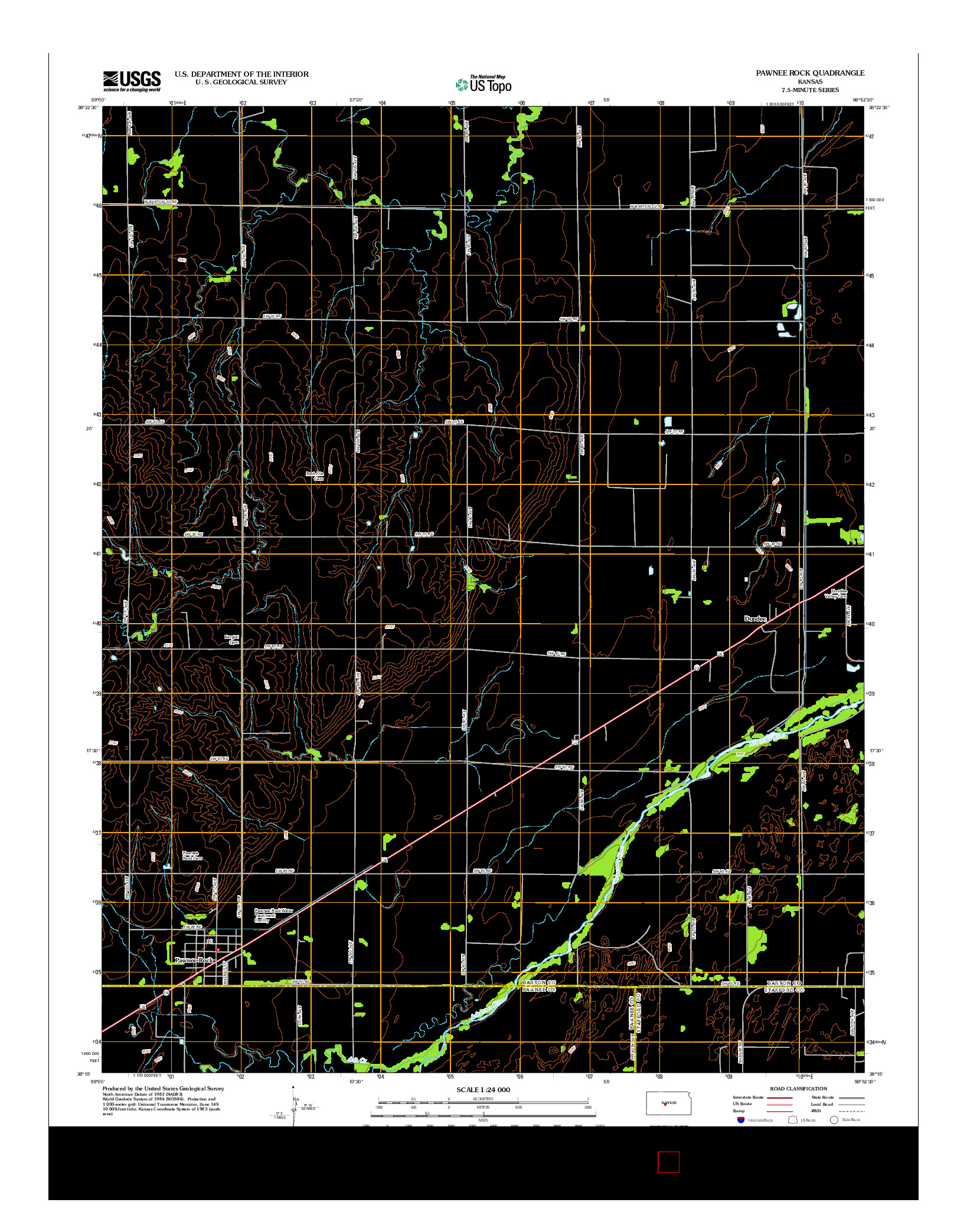 USGS US TOPO 7.5-MINUTE MAP FOR PAWNEE ROCK, KS 2012